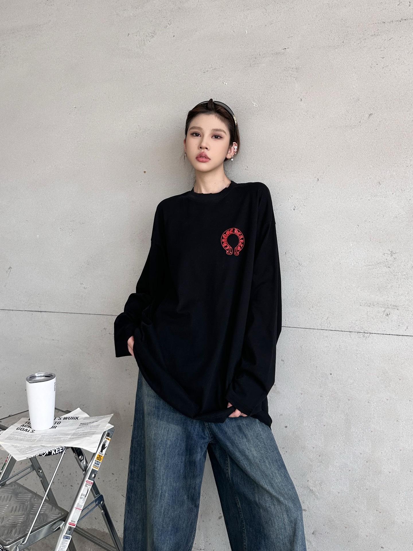 克罗心 ｜ 新款长袖t，成衣洗水吊磨工艺加多处印花，男女同款，尺码sml