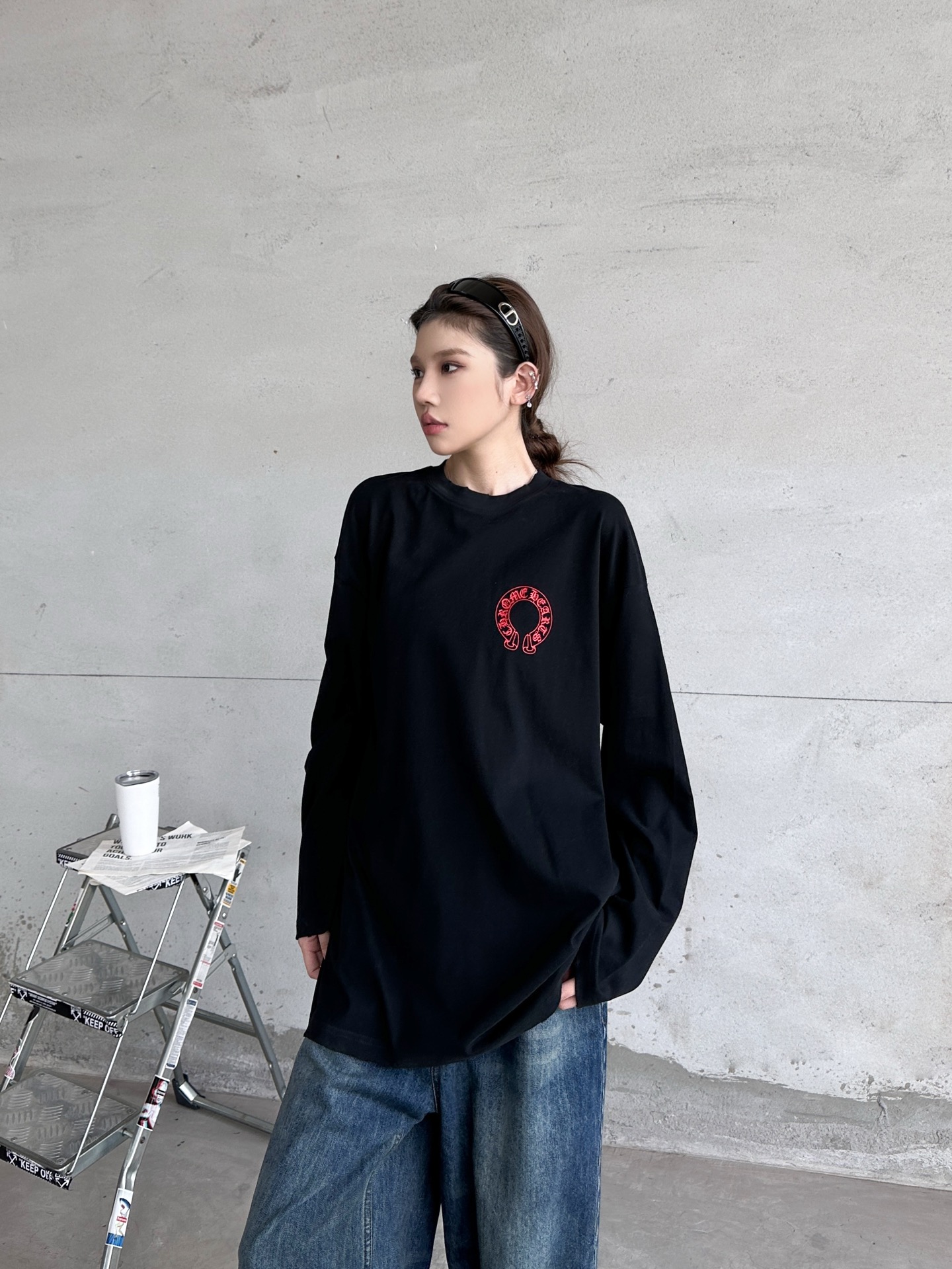 克罗心 ｜ 新款长袖t，成衣洗水吊磨工艺加多处印花，男女同款，尺码sml