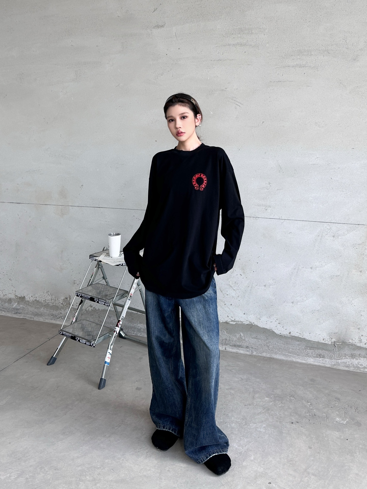 克罗心 ｜ 新款长袖t，成衣洗水吊磨工艺加多处印花，男女同款，尺码sml