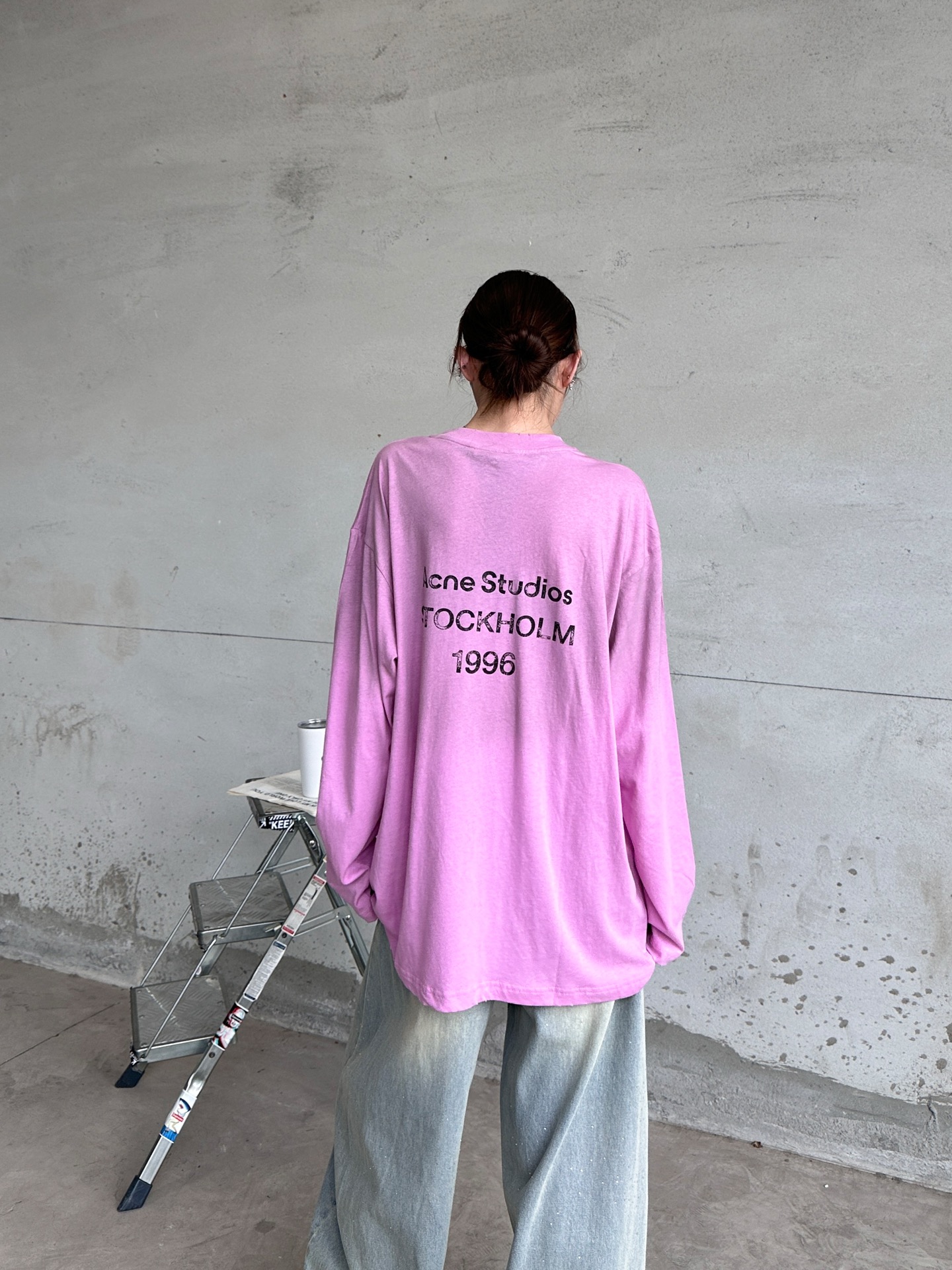 Acne ｜ 新款长袖t，成衣洗水喷色吊磨工艺加印花，日本进口亚麻棉面料，男女同款，尺码sml