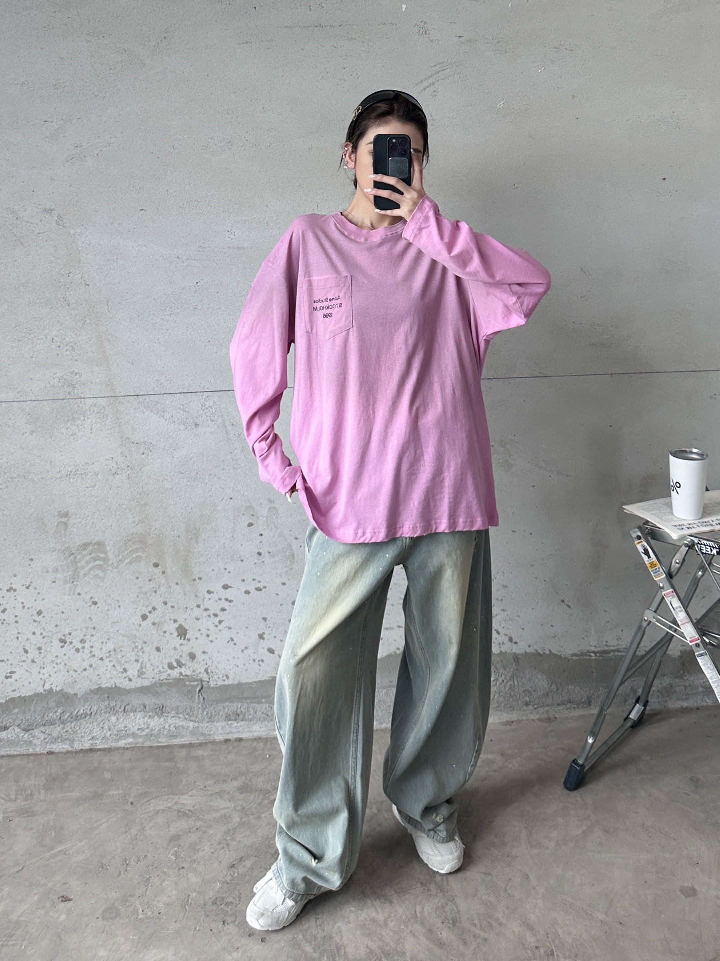 Acne ｜ 新款长袖t，成衣洗水喷色吊磨工艺加印花，日本进口亚麻棉面料，男女同款，尺码sml