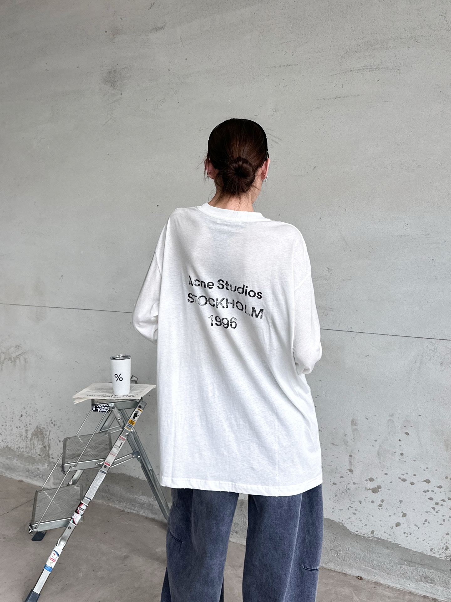 Acne ｜ 新款长袖t，成衣洗水喷色吊磨工艺加印花，日本进口亚麻棉面料，男女同款，尺码sml