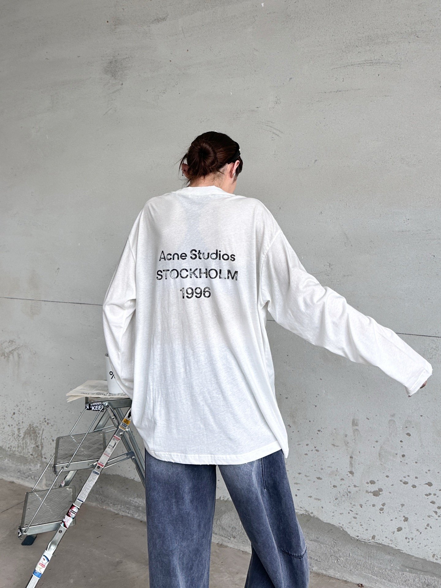 Acne ｜ 新款长袖t，成衣洗水喷色吊磨工艺加印花，日本进口亚麻棉面料，男女同款，尺码sml