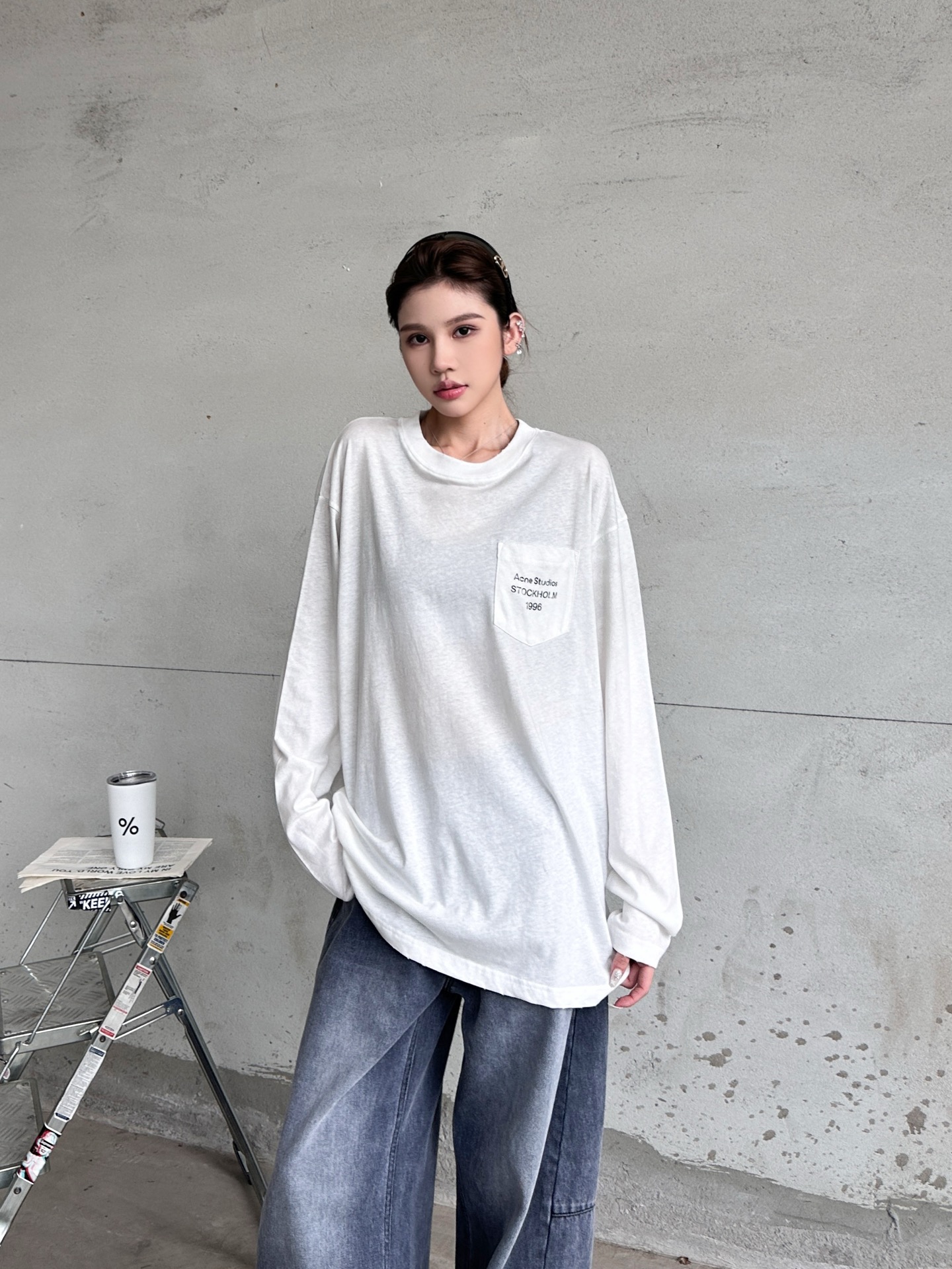 Acne ｜ 新款长袖t，成衣洗水喷色吊磨工艺加印花，日本进口亚麻棉面料，男女同款，尺码sml