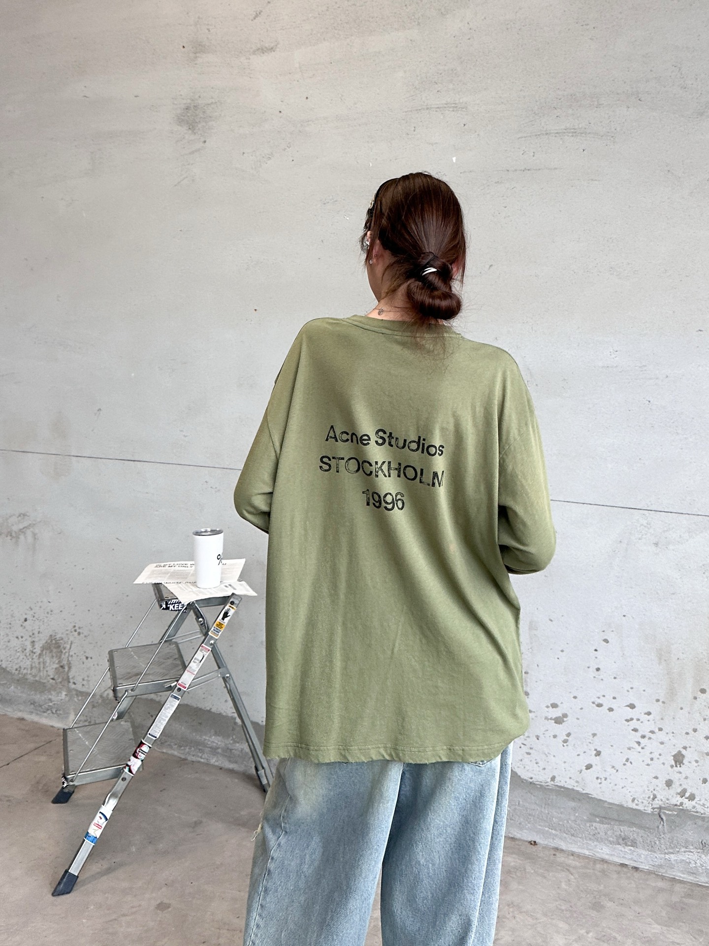 Acne ｜ 新款长袖t，成衣洗水喷色吊磨工艺加印花，日本进口亚麻棉面料，男女同款，尺码sml