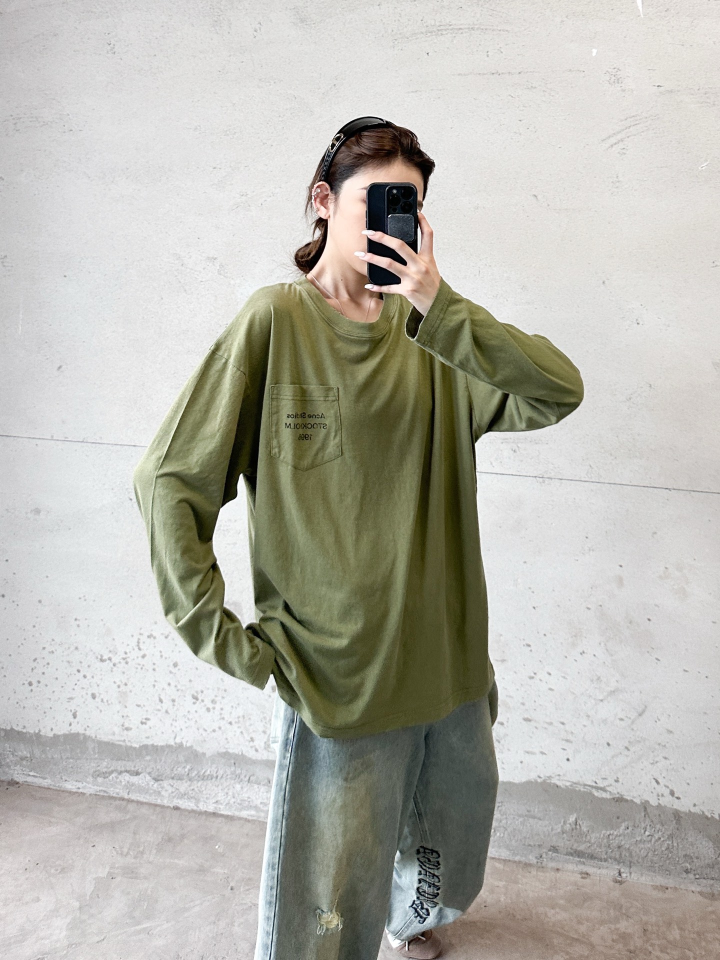 Acne ｜ 新款长袖t，成衣洗水喷色吊磨工艺加印花，日本进口亚麻棉面料，男女同款，尺码sml