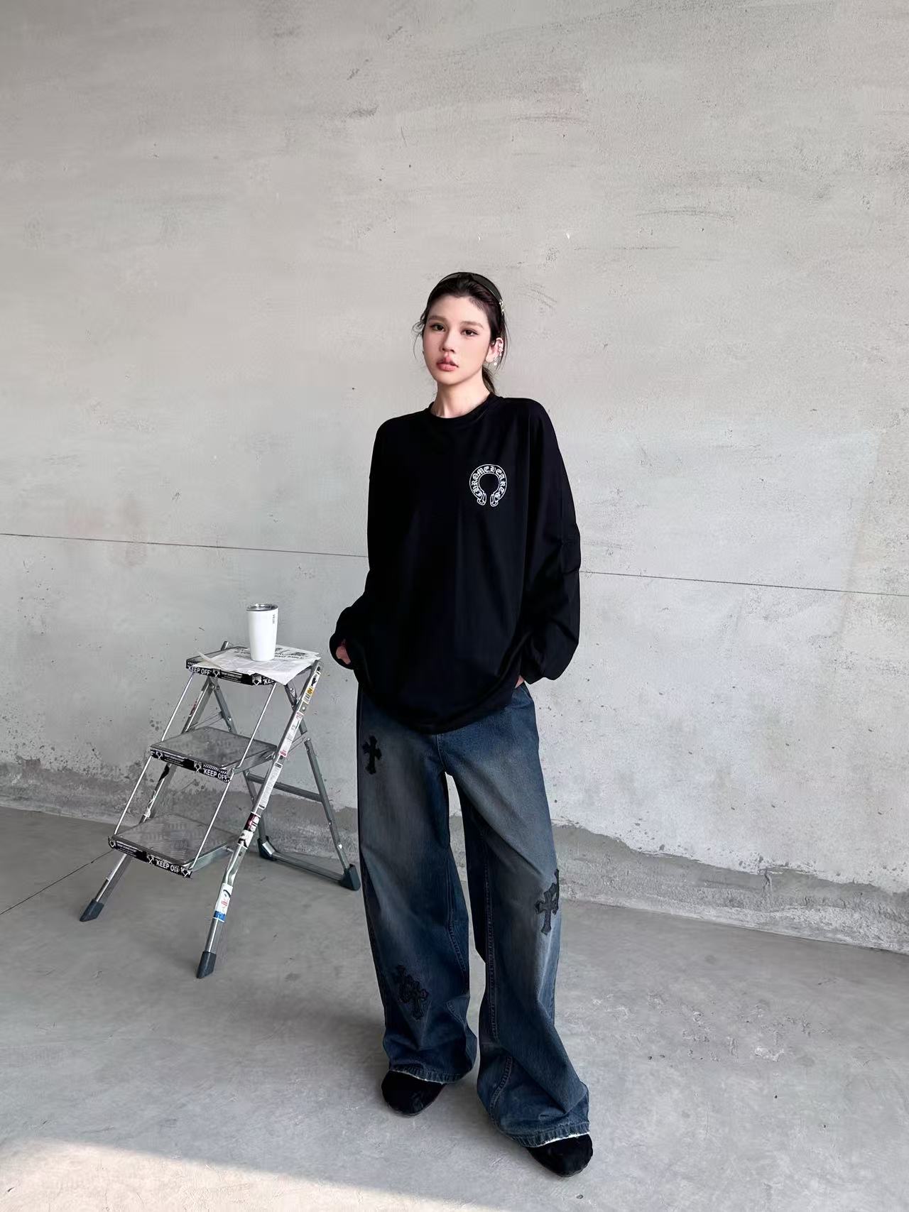 🌾克罗心 ｜ 新款长袖t，全身4处印花，双面德绒保暖面料，男女同款，尺码sml