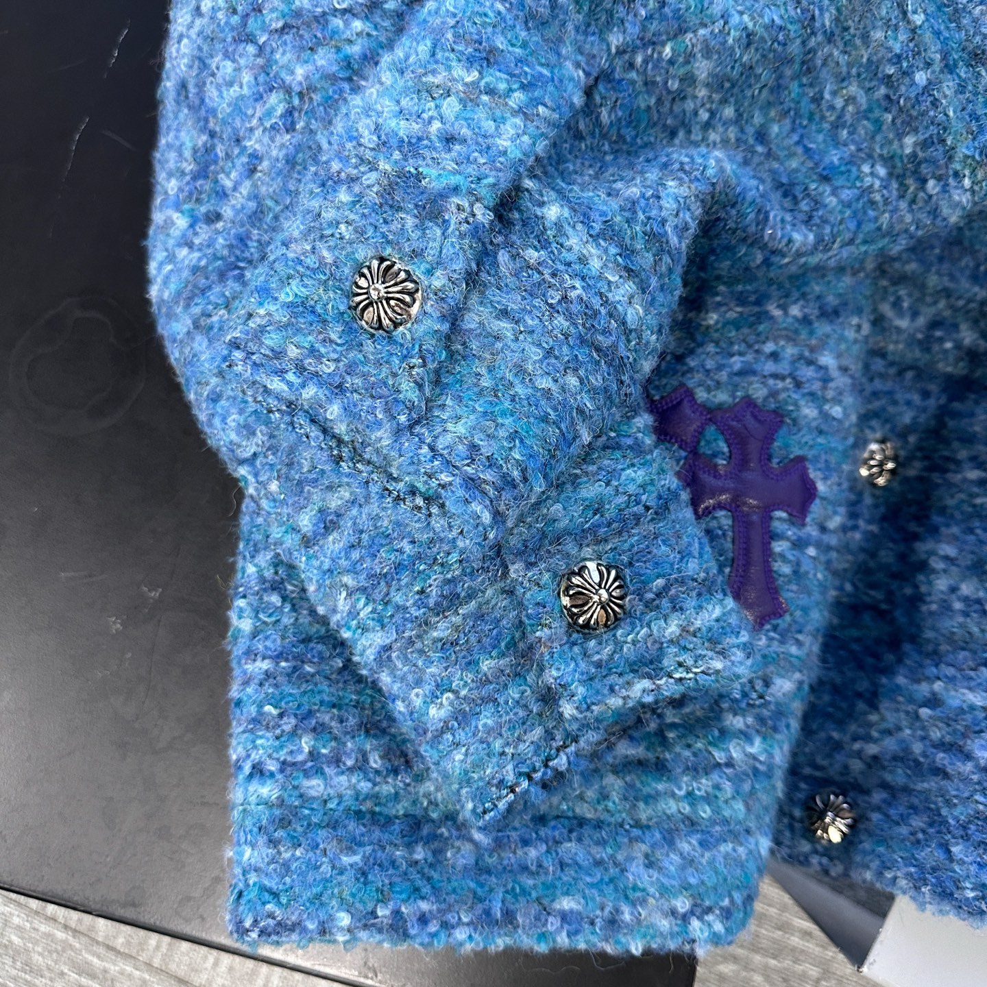 🌾克罗心 ｜ 新款棉服外套，全手工切皮刺绣十字标，进口羊毛混纺面料，提花定织里布，休闲时尚，尺码sml