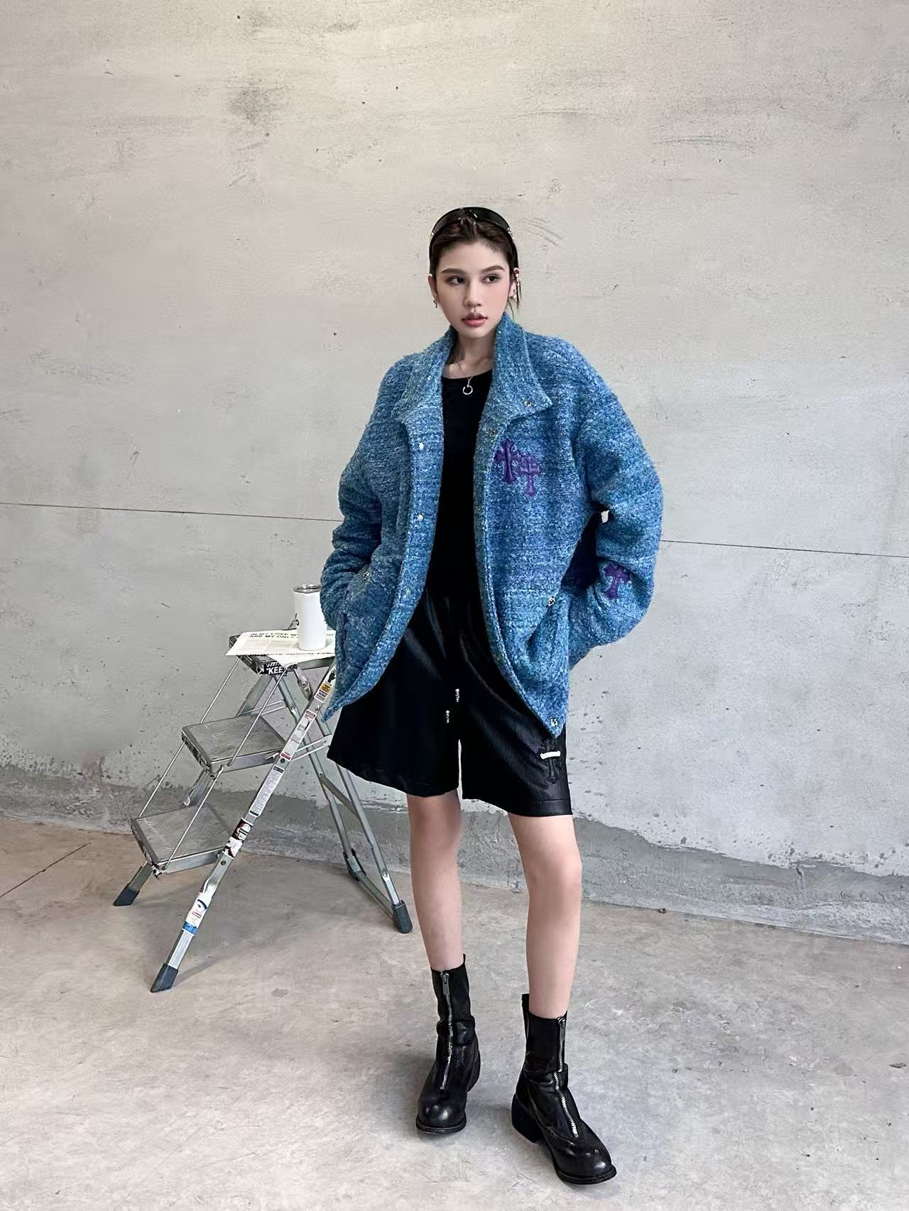 🌾克罗心 ｜ 新款棉服外套，全手工切皮刺绣十字标，进口羊毛混纺面料，提花定织里布，休闲时尚，尺码sml