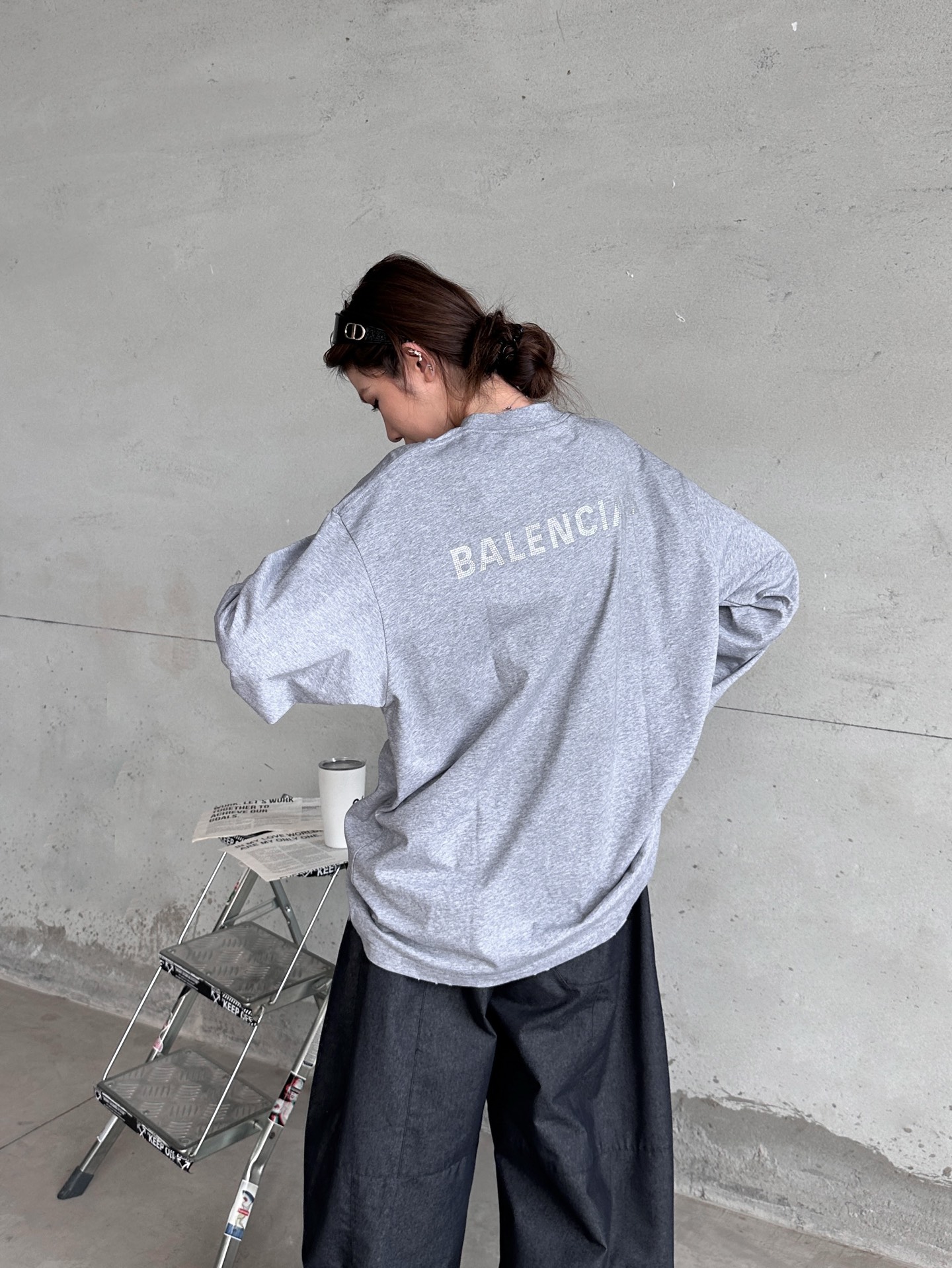 🌾巴黎 ｜ 新款长袖t，成衣洗水喷色工艺加成衣烫钻，男女同款，尺码sml