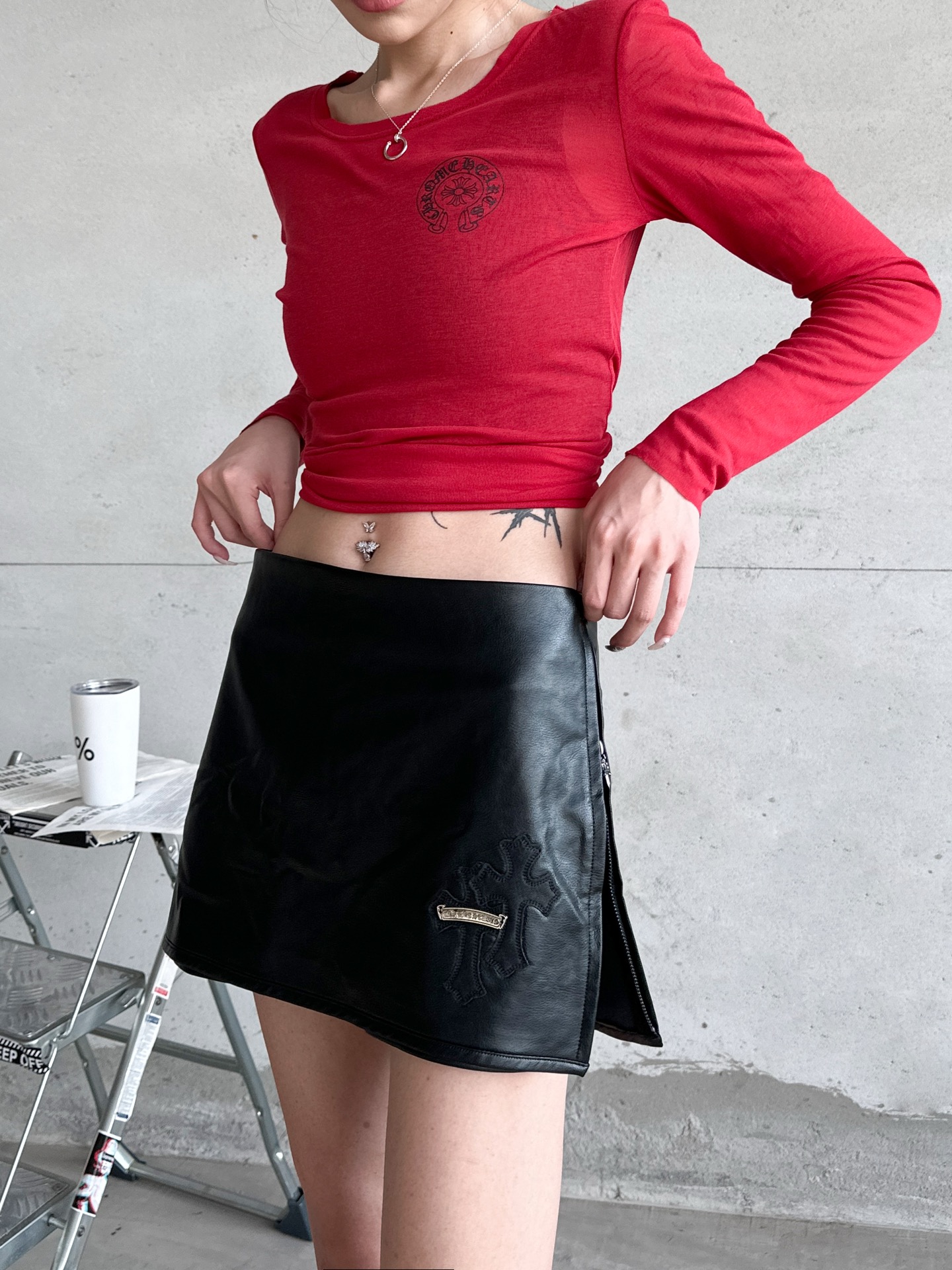 🌾克罗心 ｜ 新款pu短裙裤，经典刺绣标手工刺绣十字标，pu环保面料，短裙裤设计，休闲时尚，尺码sml