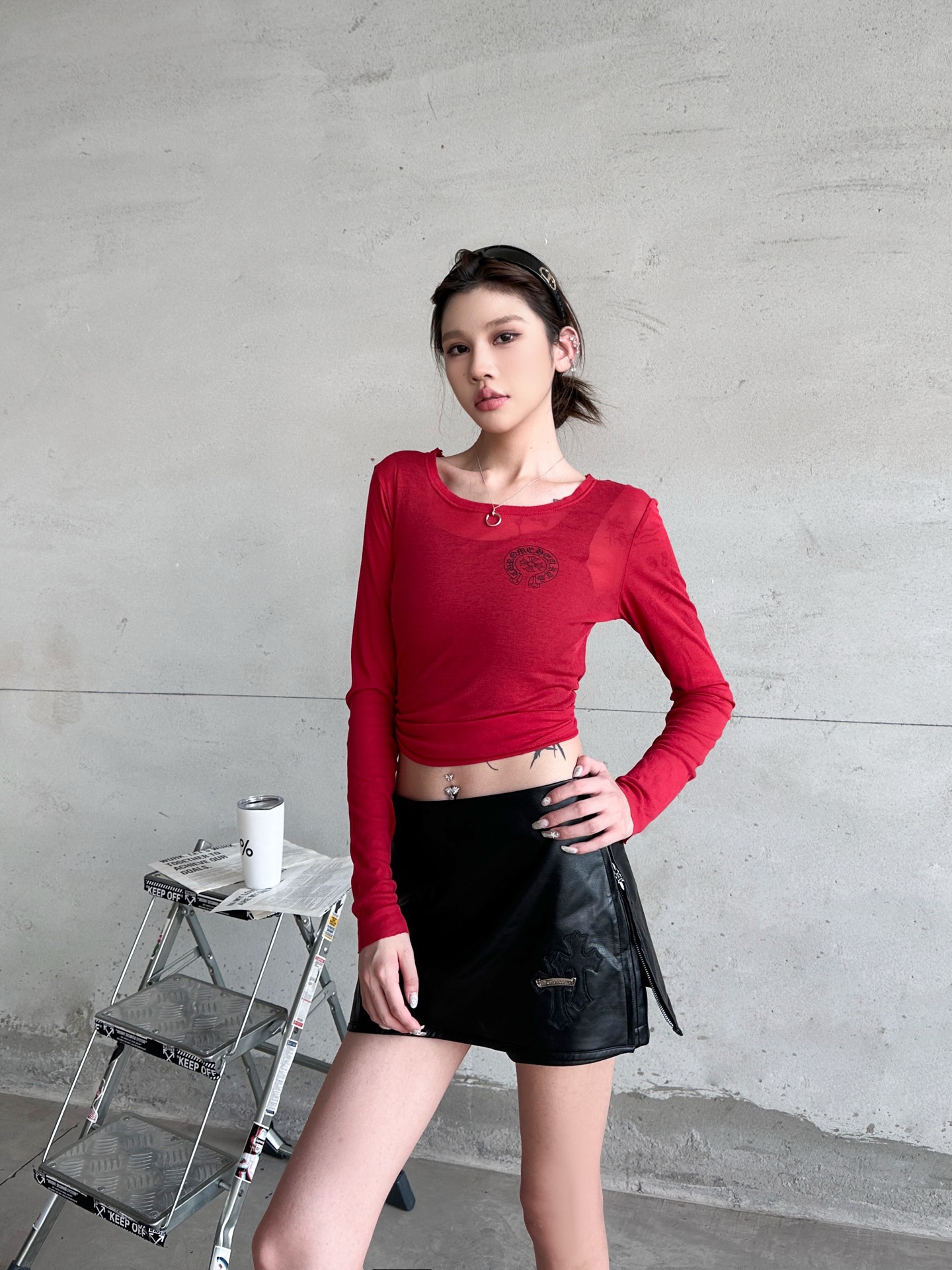 🌾克罗心 ｜ 新款pu短裙裤，经典刺绣标手工刺绣十字标，pu环保面料，短裙裤设计，休闲时尚，尺码sml