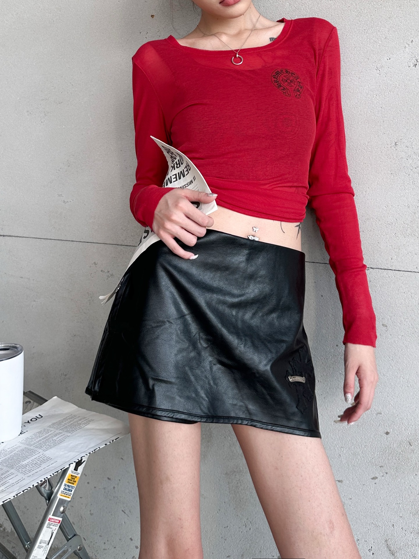 🌾克罗心 ｜ 新款pu短裙裤，经典刺绣标手工刺绣十字标，pu环保面料，短裙裤设计，休闲时尚，尺码sml