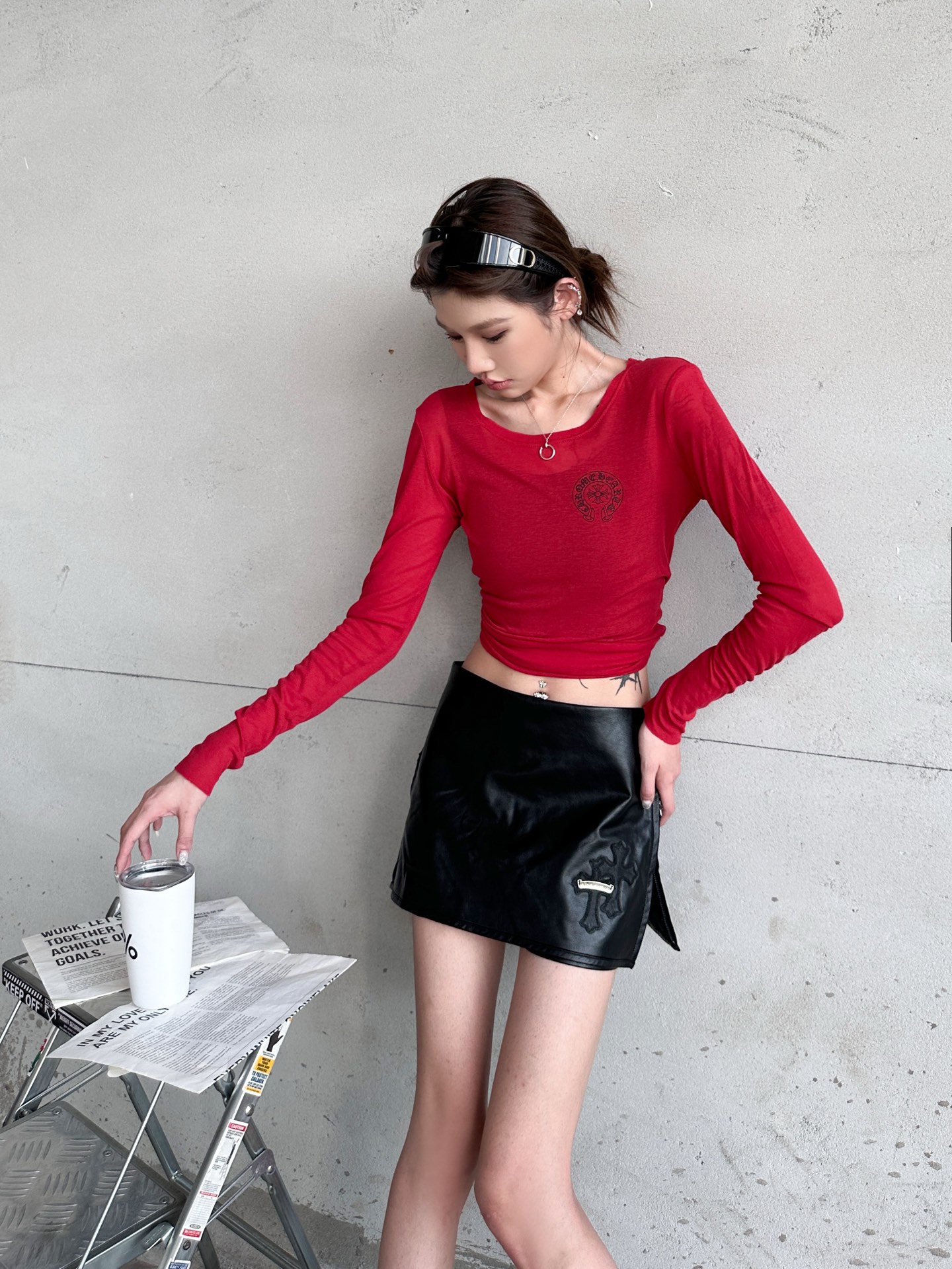 🌾克罗心 ｜ 新款pu短裙裤，经典刺绣标手工刺绣十字标，pu环保面料，短裙裤设计，休闲时尚，尺码sml