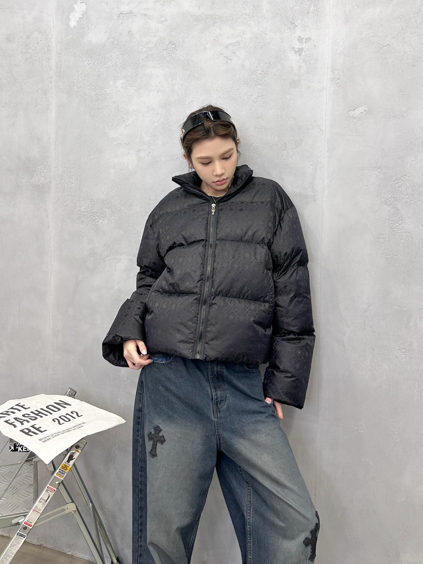 🌾克罗心 ｜ 新款羽绒服，品牌经典提花面料加全身成衣烫钻工艺，90白鹅绒填充，尺码sml