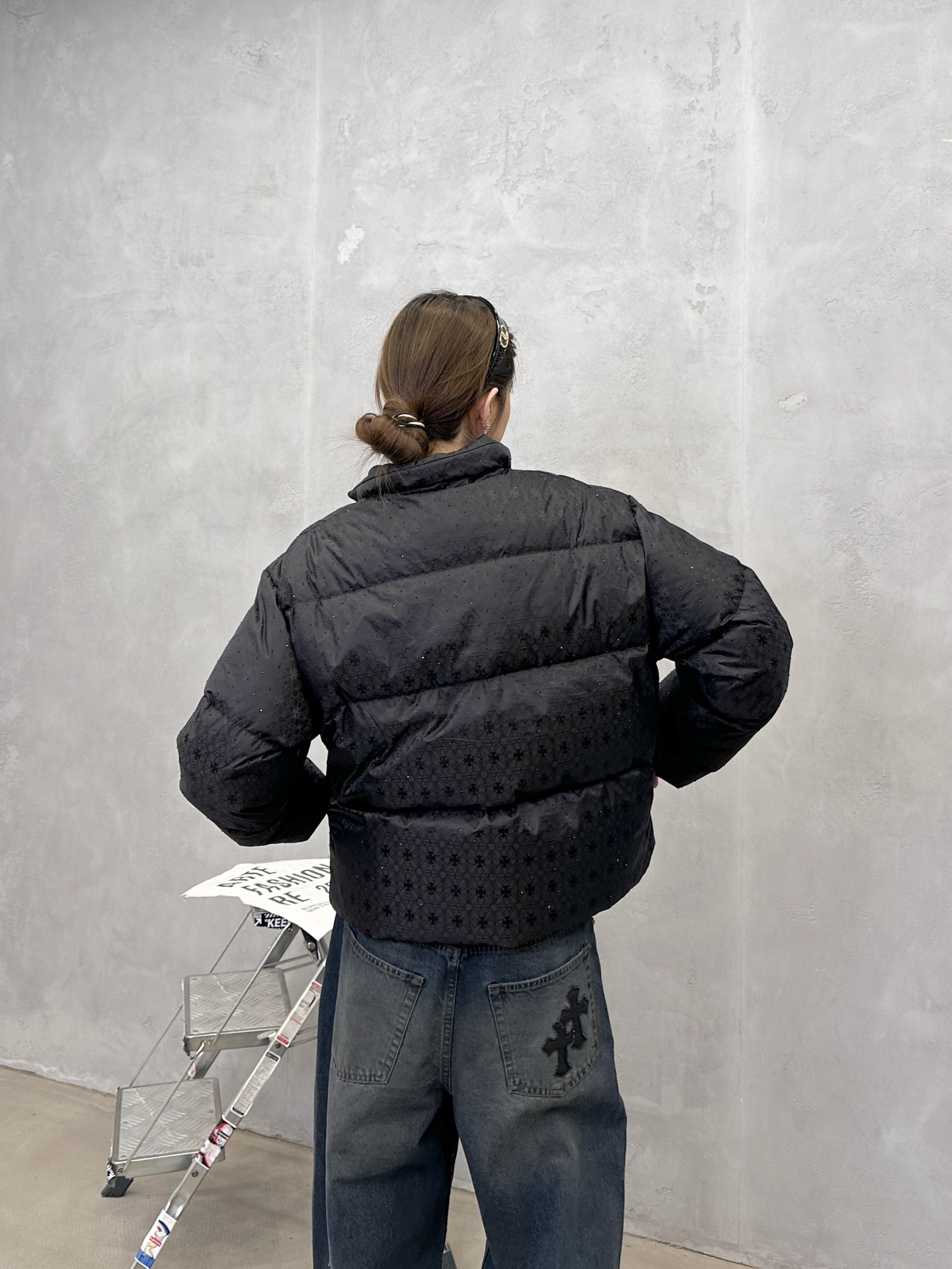 🌾克罗心 ｜ 新款羽绒服，品牌经典提花面料加全身成衣烫钻工艺，90白鹅绒填充，尺码sml