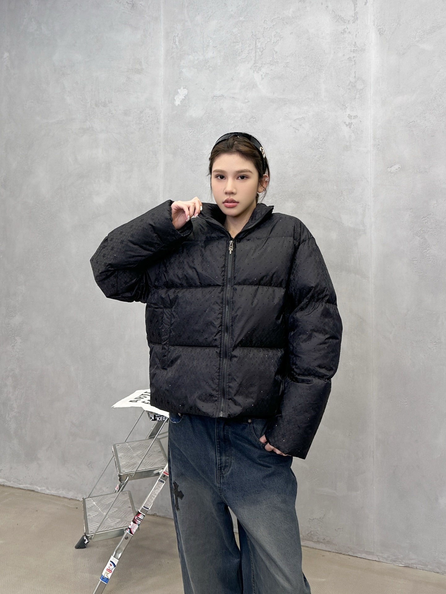 🌾克罗心 ｜ 新款羽绒服，品牌经典提花面料加全身成衣烫钻工艺，90白鹅绒填充，尺码sml