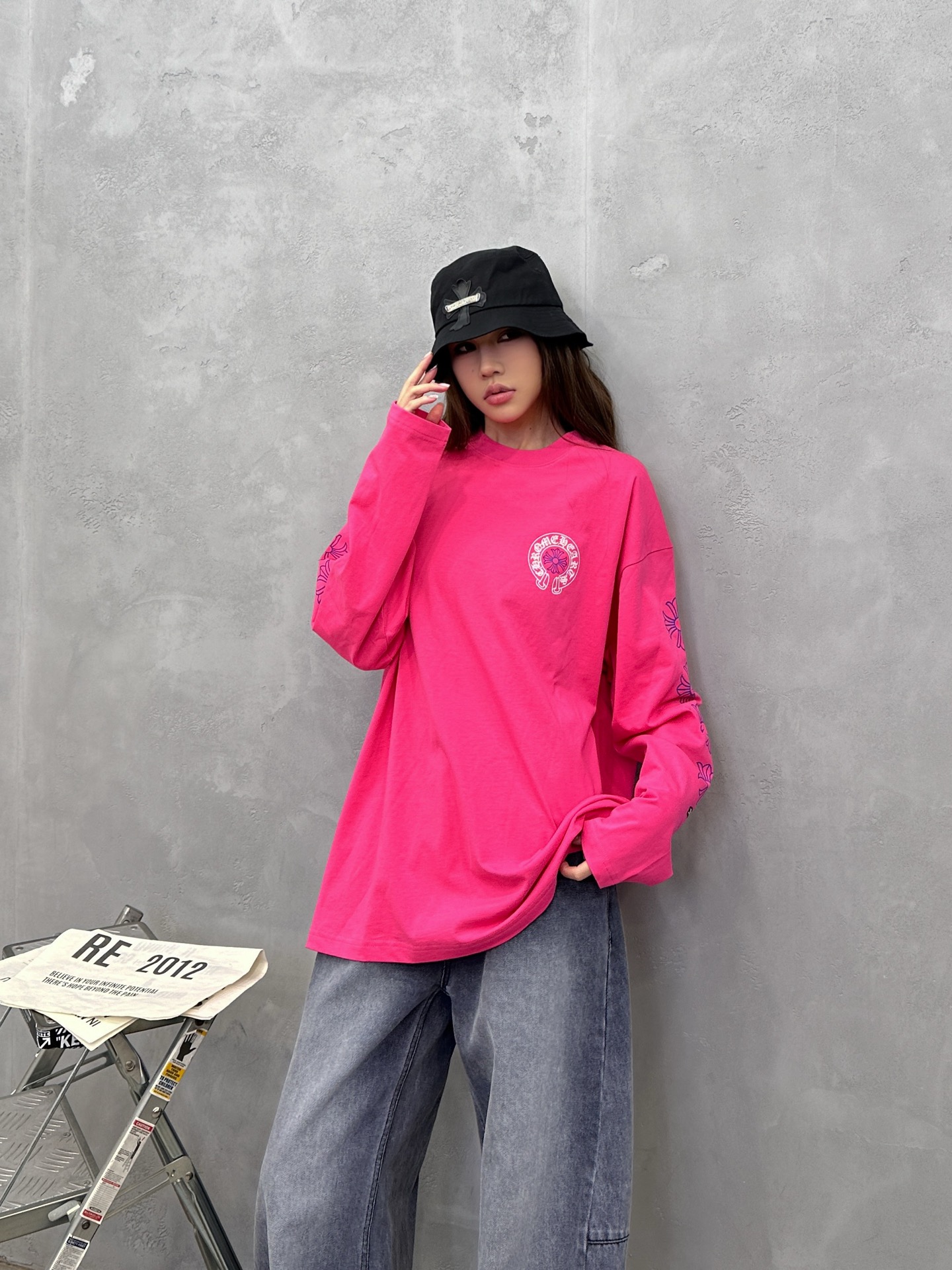 🌾克罗心 ｜ 新款长袖t，成衣洗水加5处印花工艺，男女同款，尺码sml