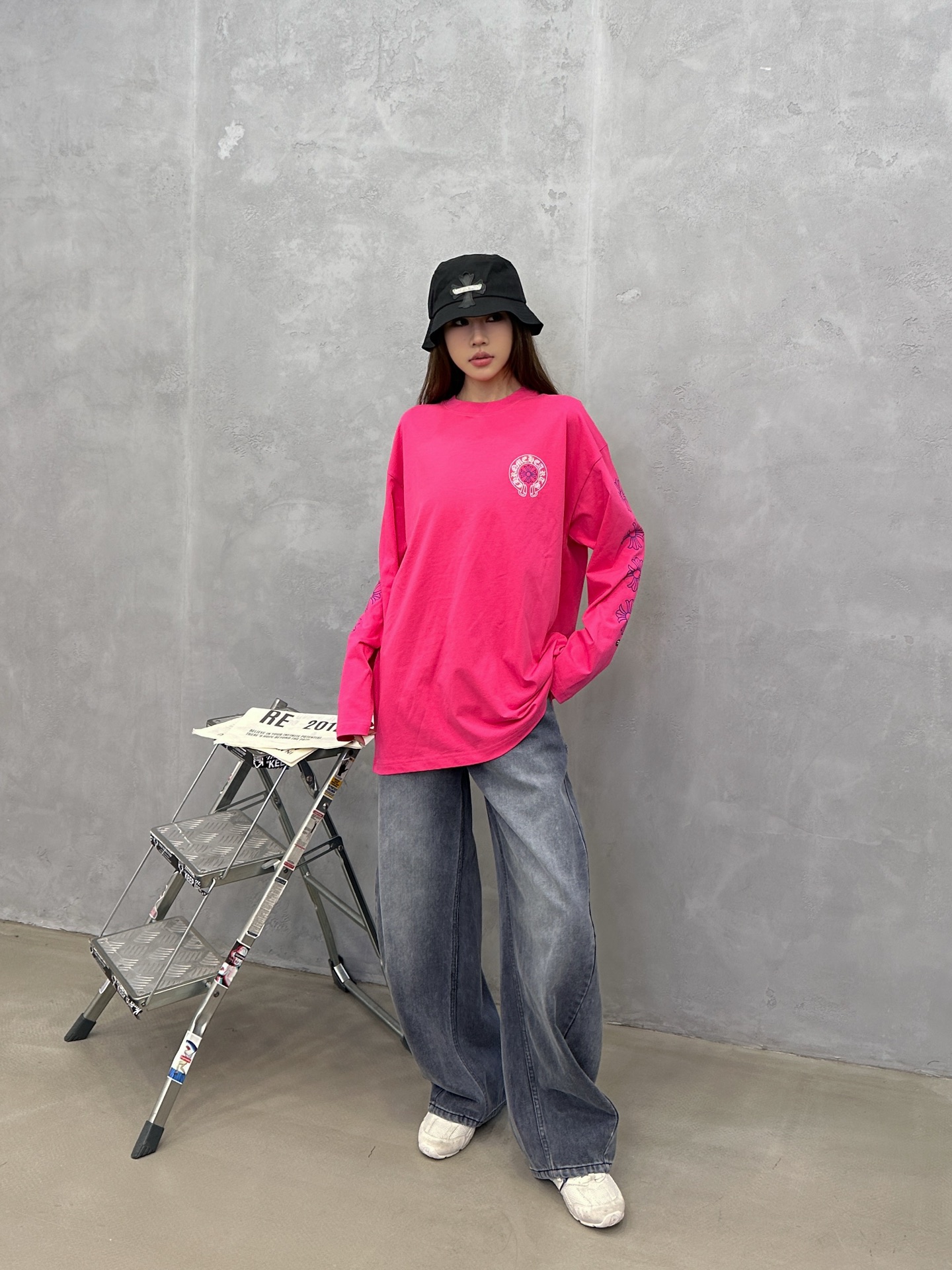 🌾克罗心 ｜ 新款长袖t，成衣洗水加5处印花工艺，男女同款，尺码sml