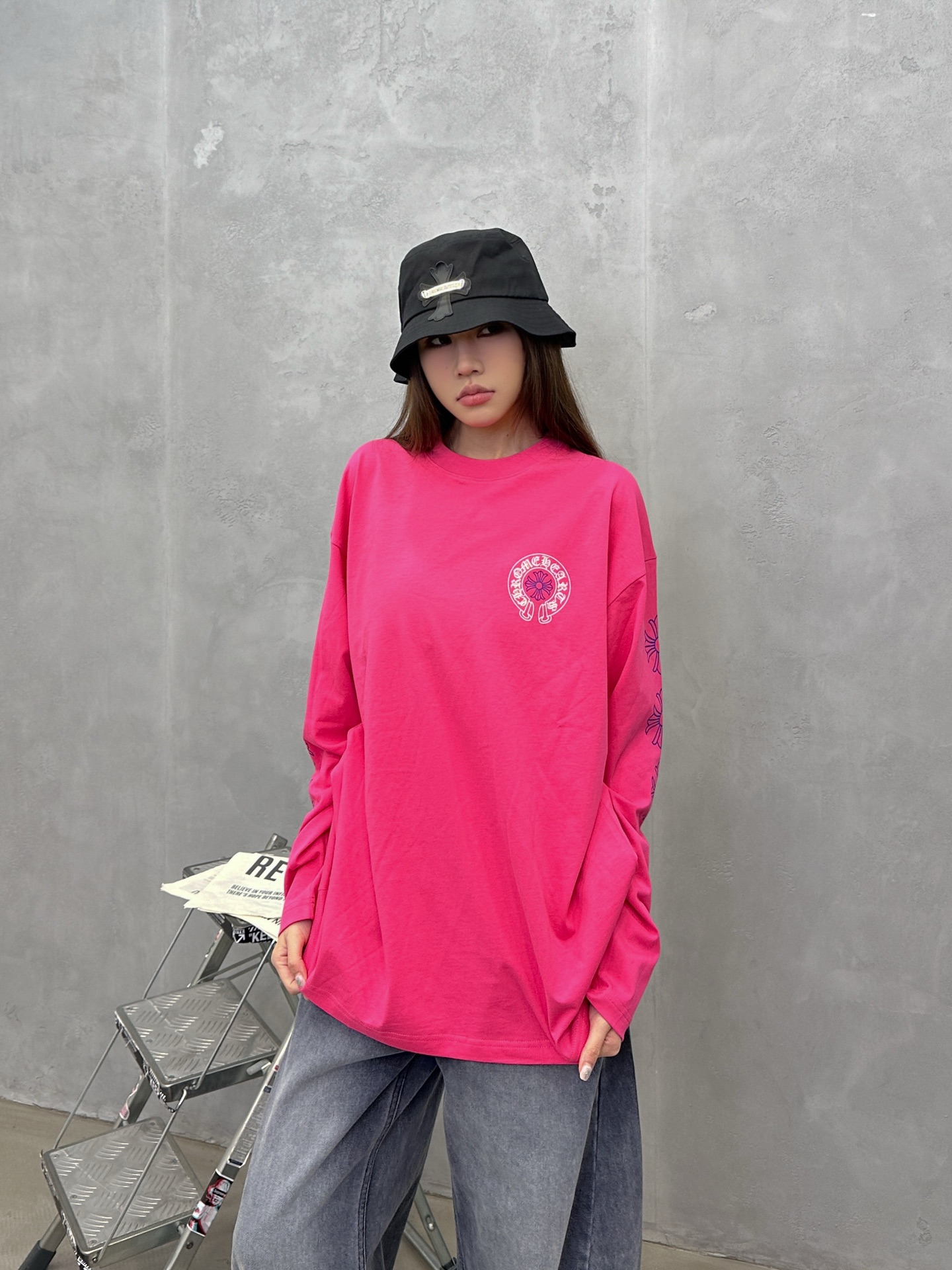 🌾克罗心 ｜ 新款长袖t，成衣洗水加5处印花工艺，男女同款，尺码sml