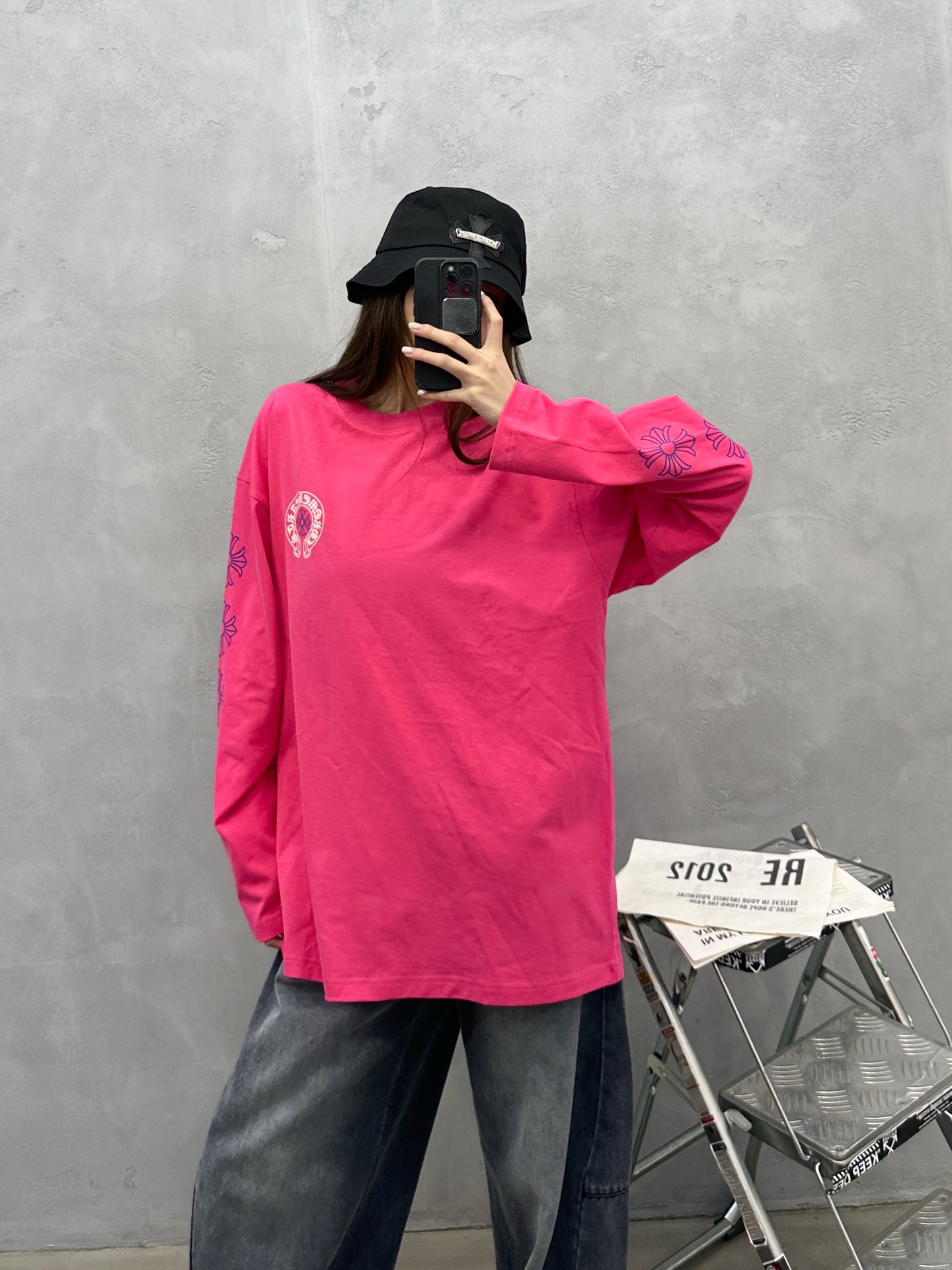 🌾克罗心 ｜ 新款长袖t，成衣洗水加5处印花工艺，男女同款，尺码sml