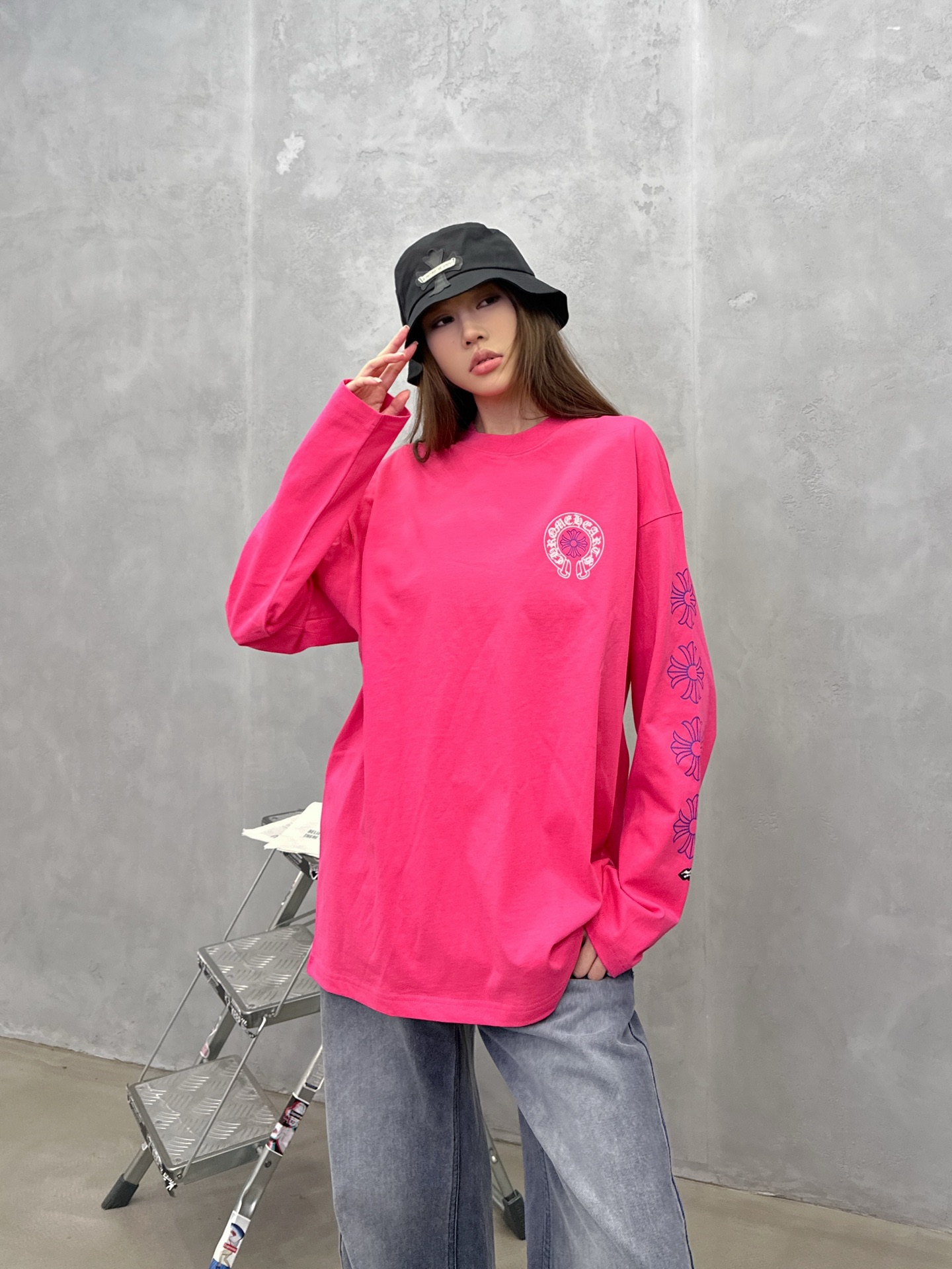 🌾克罗心 ｜ 新款长袖t，成衣洗水加5处印花工艺，男女同款，尺码sml