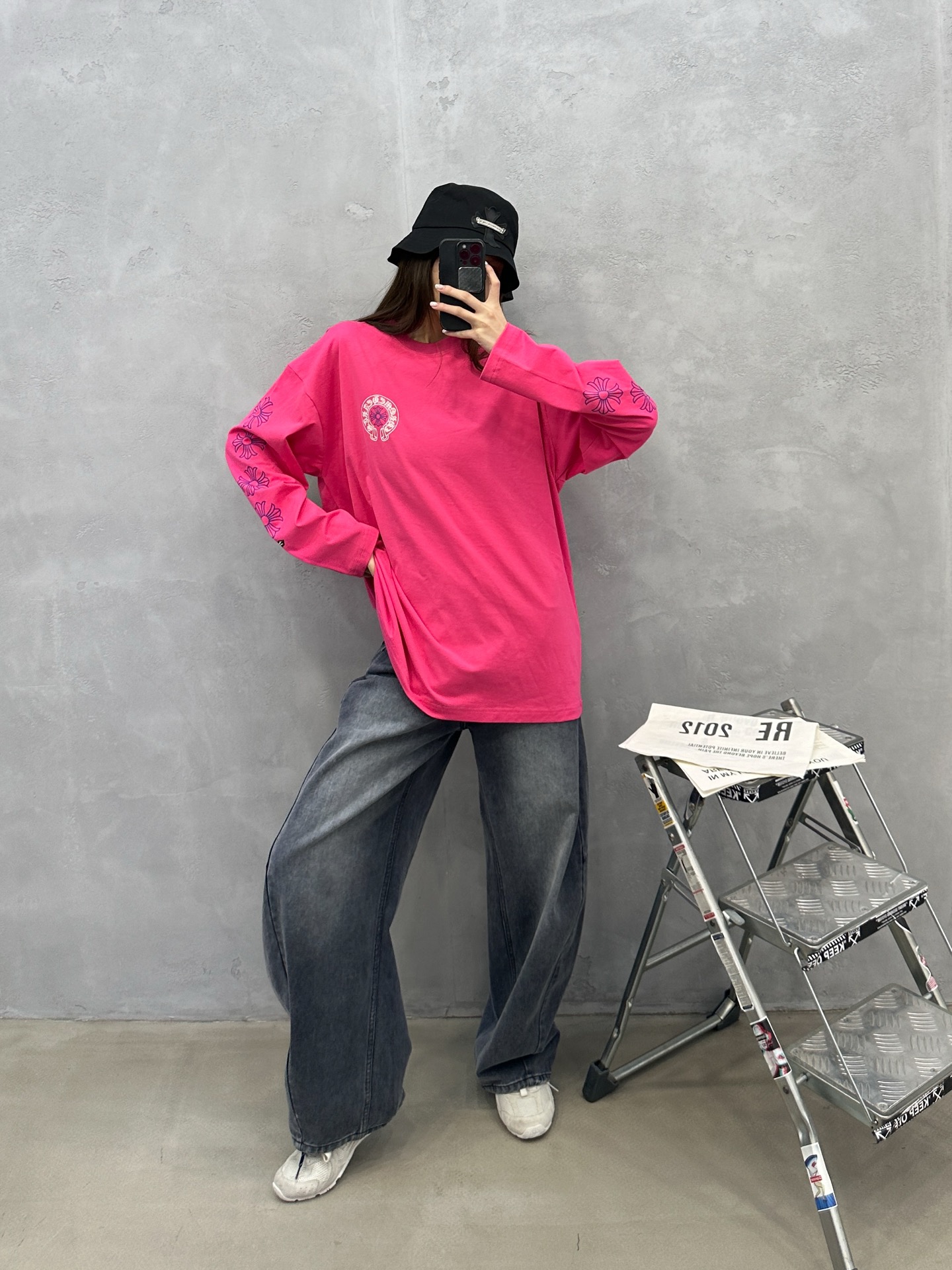 🌾克罗心 ｜ 新款长袖t，成衣洗水加5处印花工艺，男女同款，尺码sml