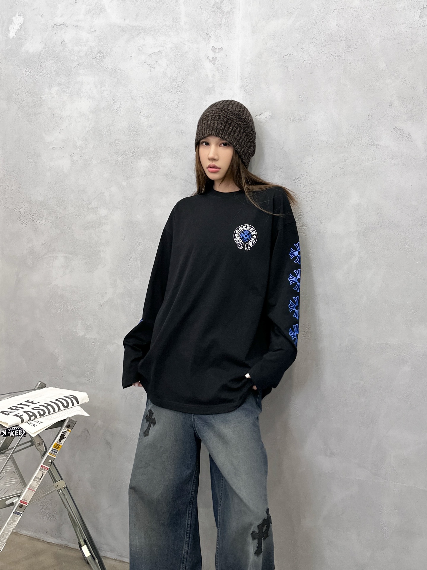 🌾克罗心 ｜ 新款长袖t，成衣洗水加5处印花工艺，男女同款，尺码sml