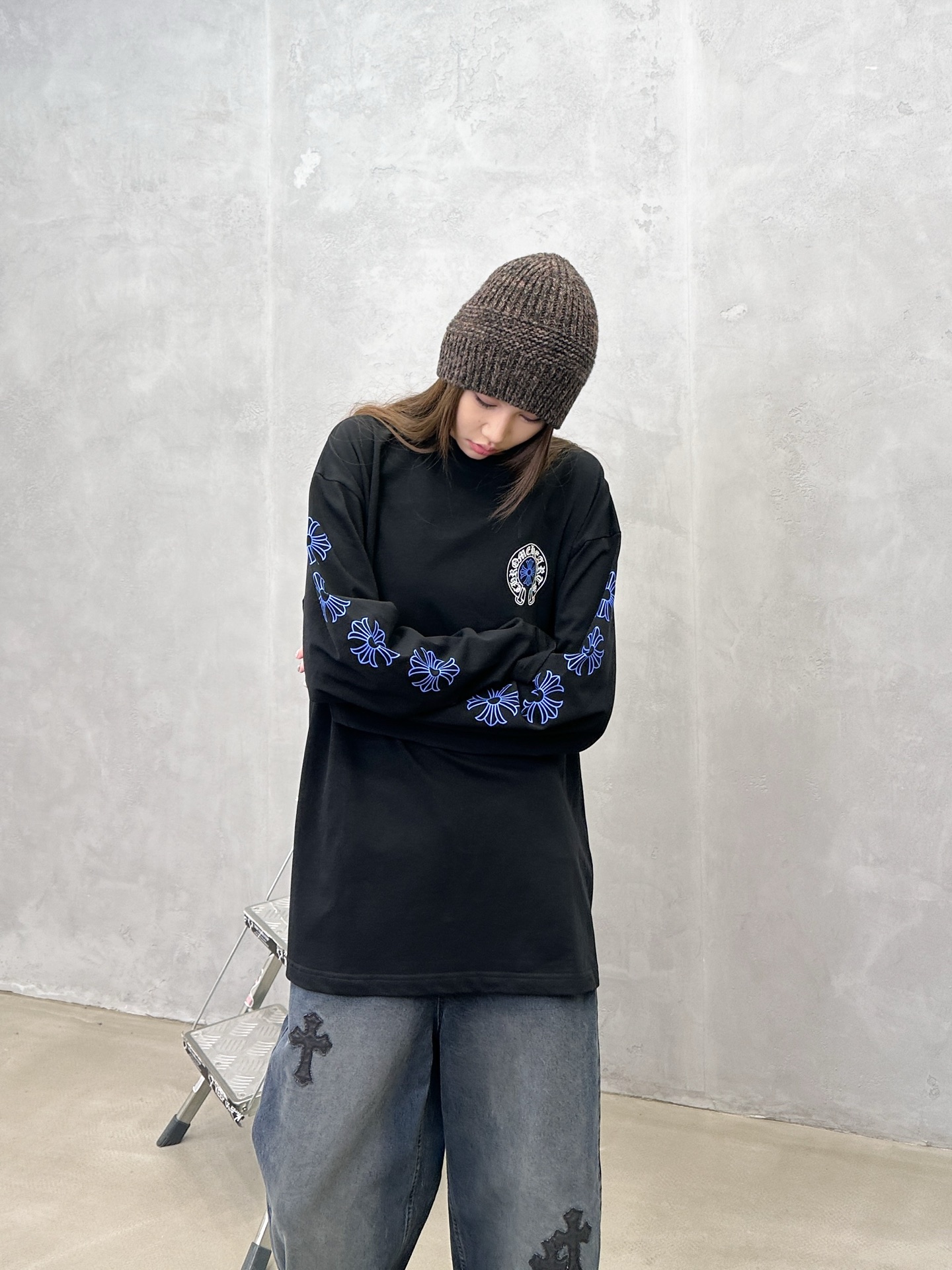 🌾克罗心 ｜ 新款长袖t，成衣洗水加5处印花工艺，男女同款，尺码sml