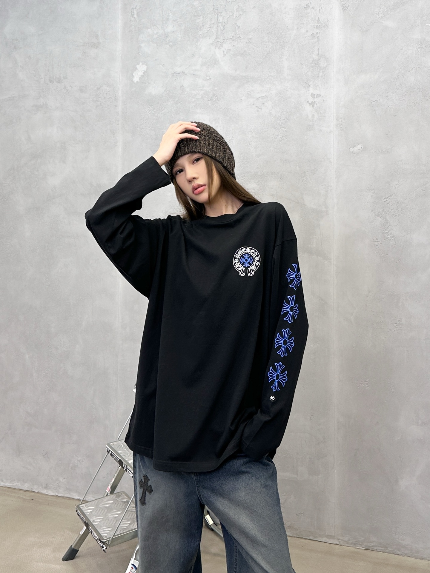 🌾克罗心 ｜ 新款长袖t，成衣洗水加5处印花工艺，男女同款，尺码sml