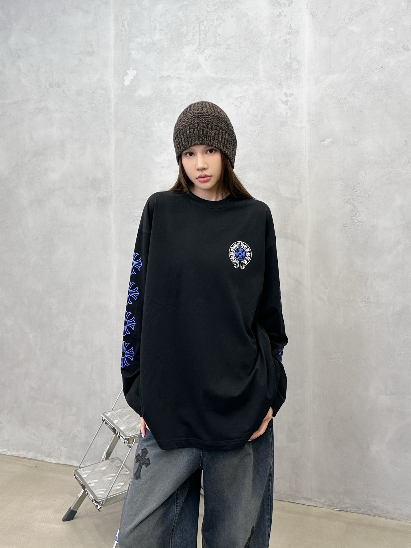 🌾克罗心 ｜ 新款长袖t，成衣洗水加5处印花工艺，男女同款，尺码sml