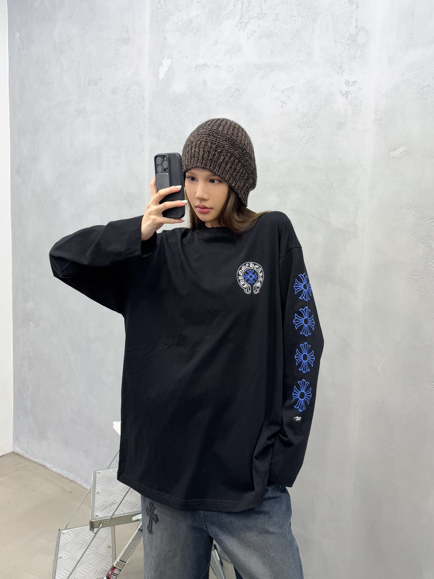 🌾克罗心 ｜ 新款长袖t，成衣洗水加5处印花工艺，男女同款，尺码sml