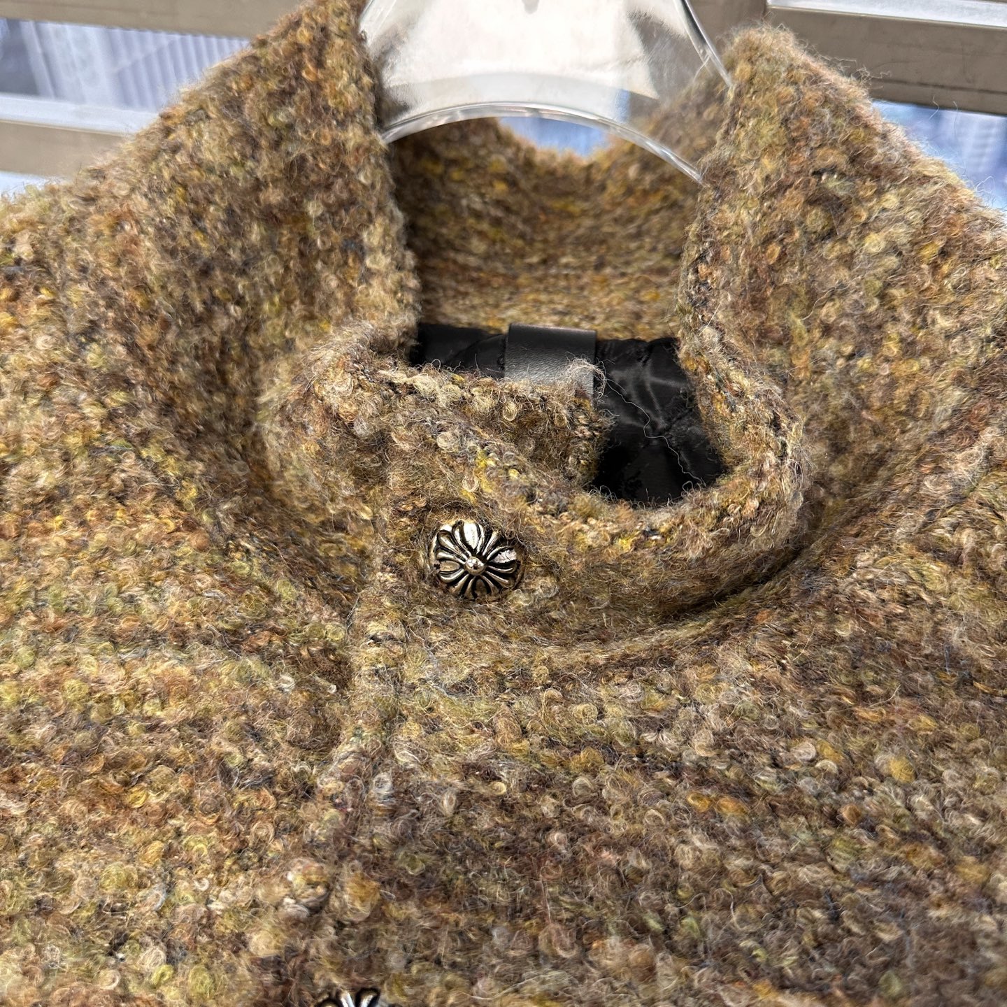 🌾克罗心 ｜ 新款棉服外套，全手工切皮刺绣十字标，进口羊毛混纺面料，提花定织里布，休闲时尚，尺码sml