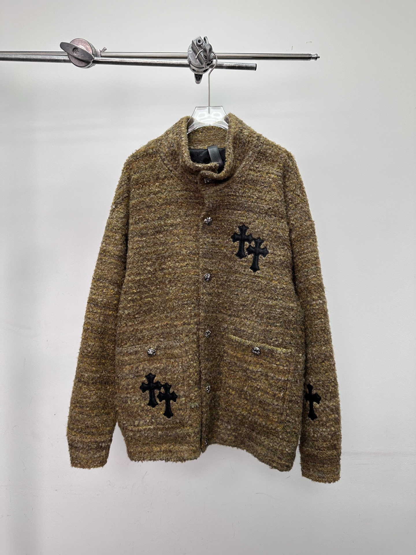 🌾克罗心 ｜ 新款棉服外套，全手工切皮刺绣十字标，进口羊毛混纺面料，提花定织里布，休闲时尚，尺码sml