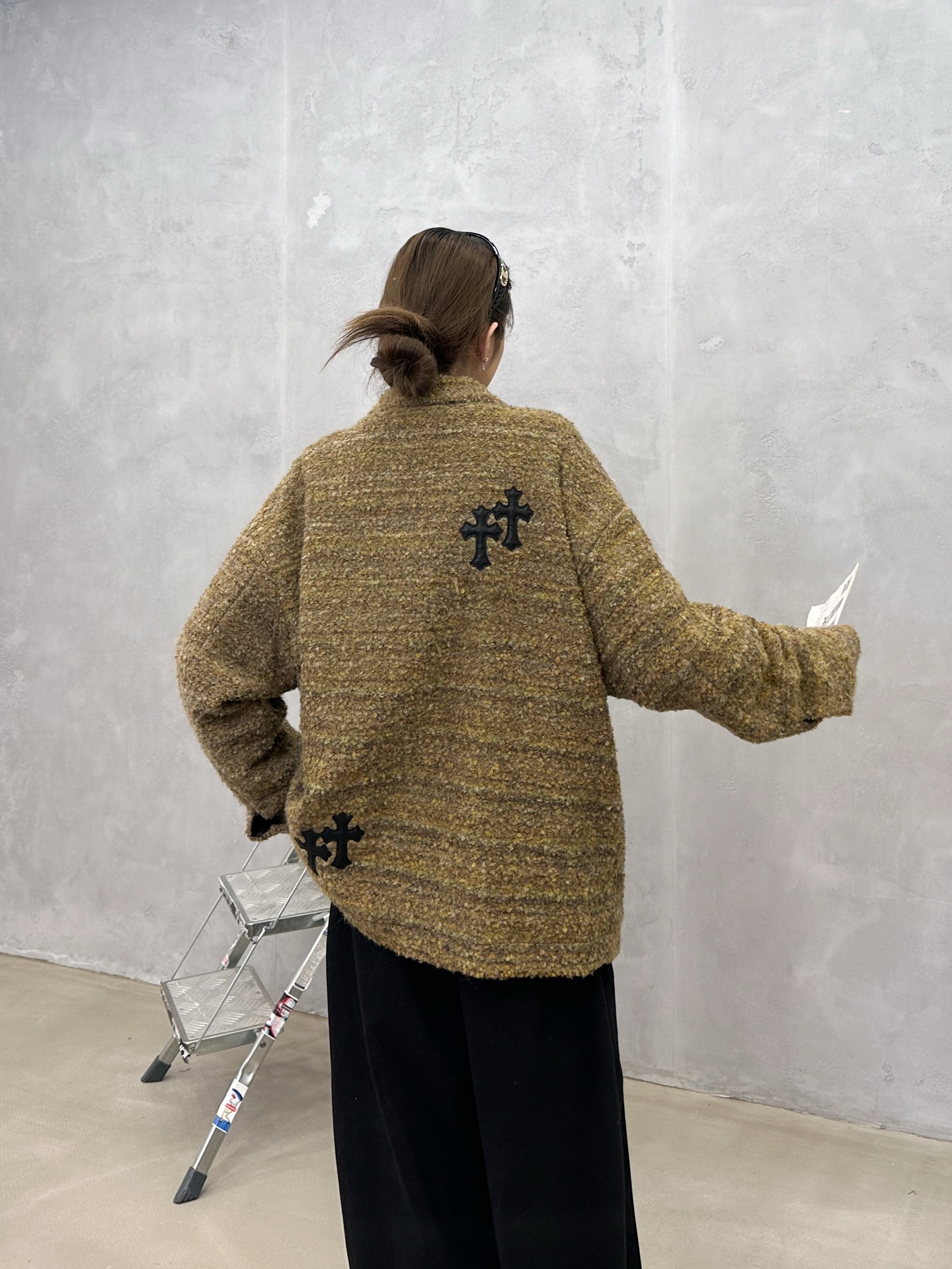 🌾克罗心 ｜ 新款棉服外套，全手工切皮刺绣十字标，进口羊毛混纺面料，提花定织里布，休闲时尚，尺码sml