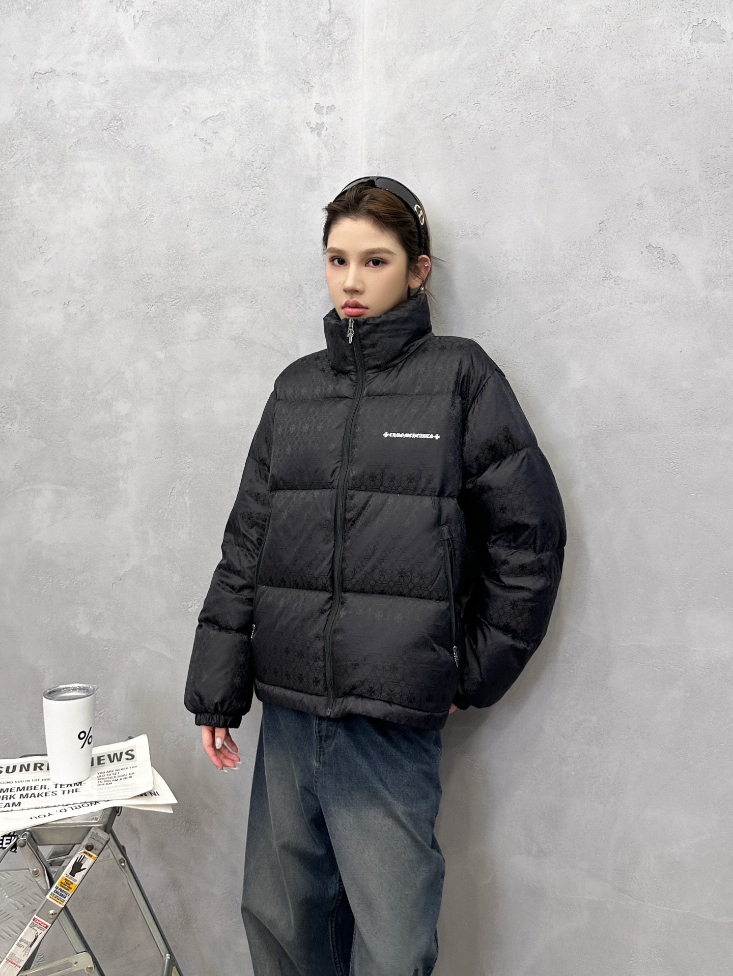 🌾克罗心 ｜ 新款羽绒服，经典印花标，定织品牌提花面料，90%白鹅绒填充，休闲时尚，尺码sml