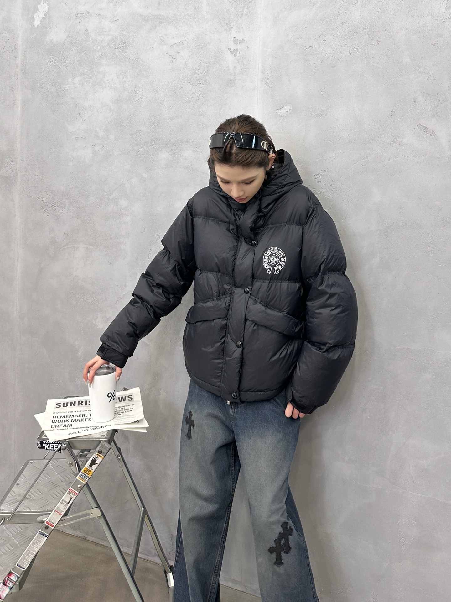 🌾克罗心 ｜ 新款羽绒服，经典印花标，经典结构款式，90白鹅绒填充，男女同款，尺码sml