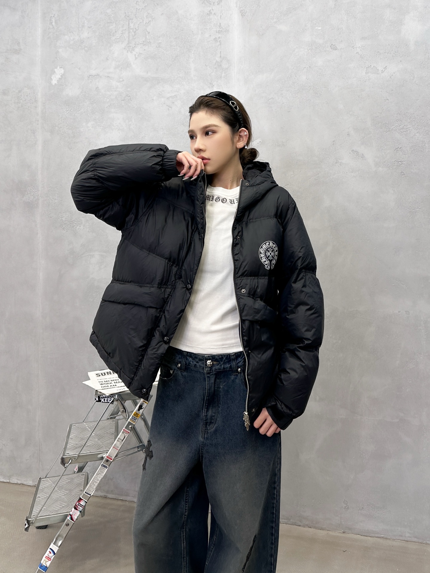 🌾克罗心 ｜ 新款羽绒服，经典印花标，经典结构款式，90白鹅绒填充，男女同款，尺码sml