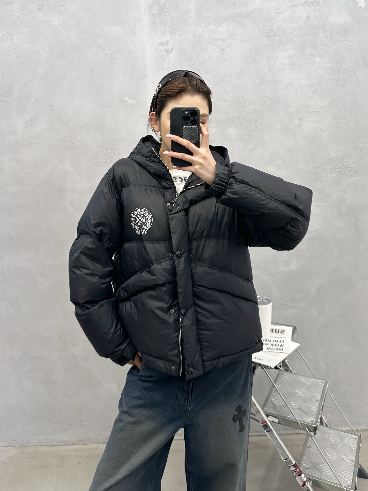 🌾克罗心 ｜ 新款羽绒服，经典印花标，经典结构款式，90白鹅绒填充，男女同款，尺码sml