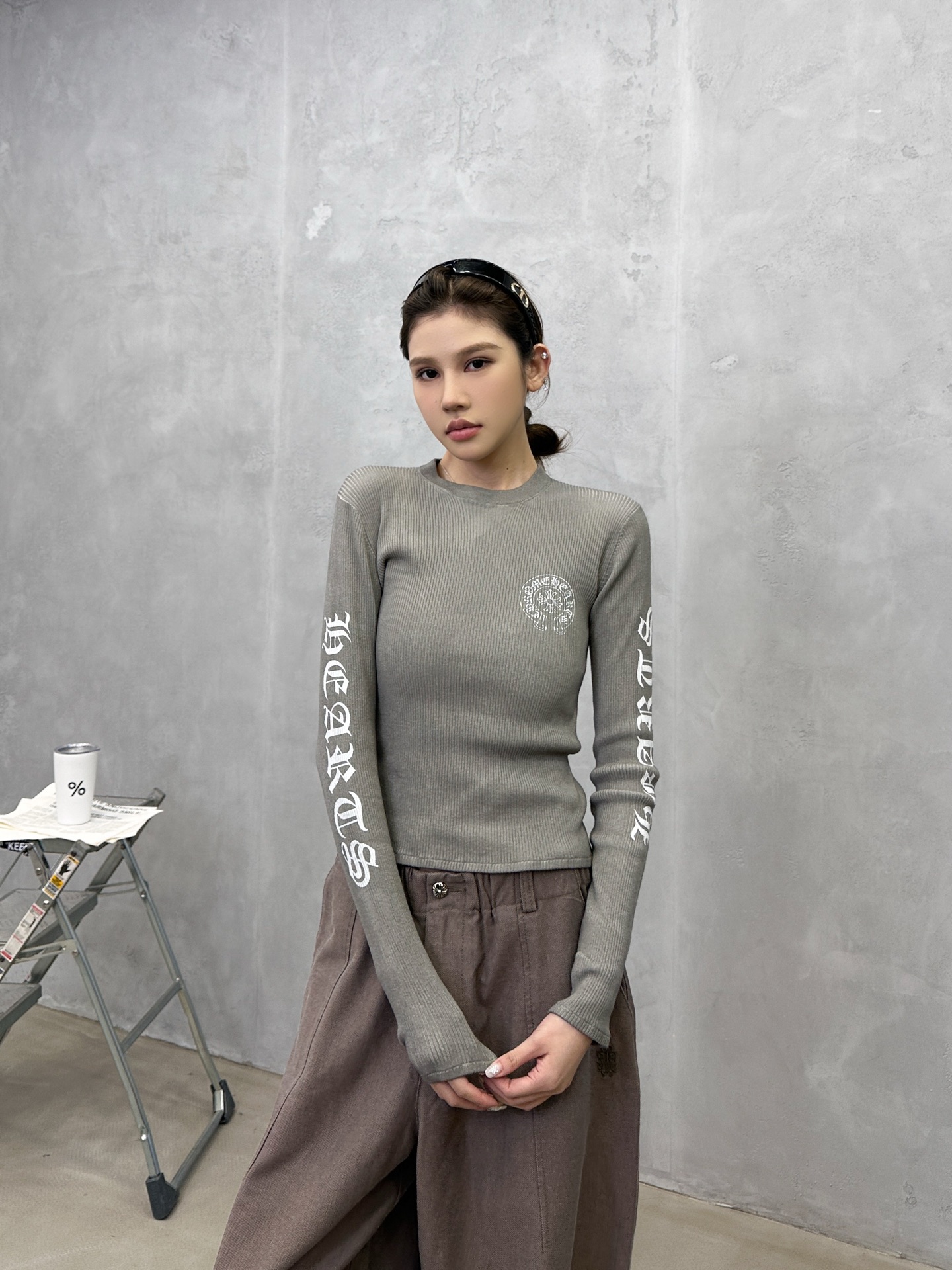 🌾克罗心 ｜ 新款毛织打底上衣，成衣洗水炒色加多处印花工艺，经典毛织长袖打底款式，尺码sml