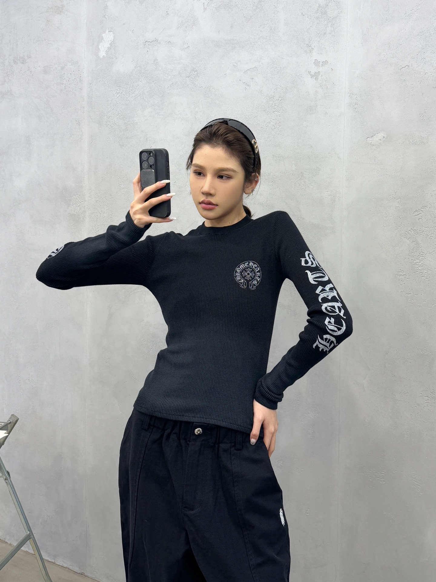 🌾克罗心 ｜ 新款毛织打底上衣，成衣洗水炒色加多处印花工艺，经典毛织长袖打底款式，尺码sml