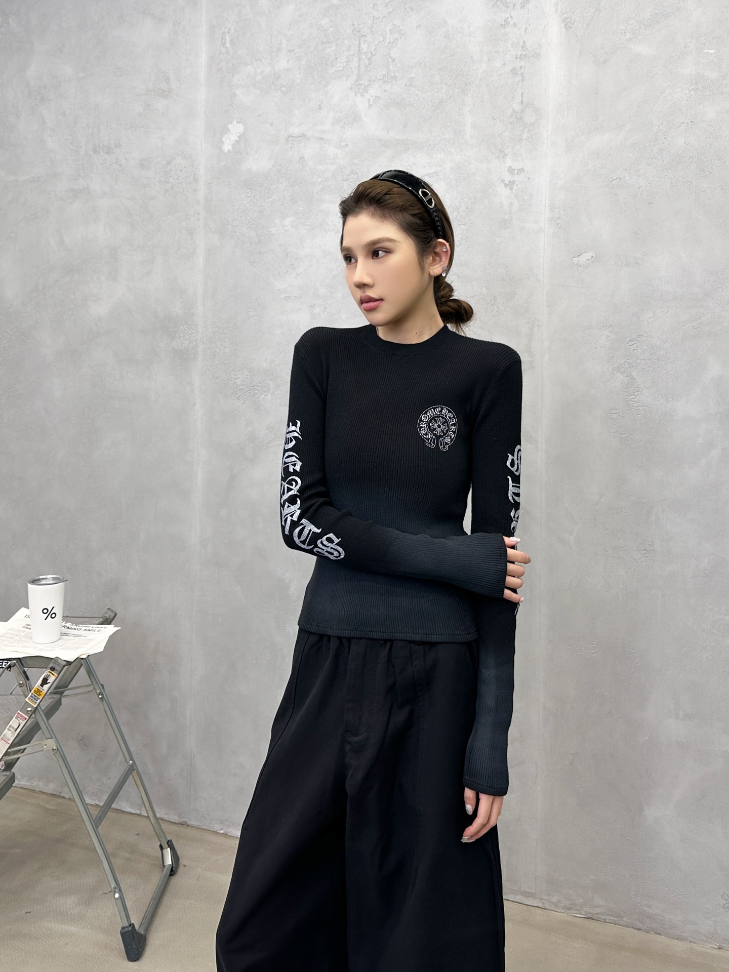 🌾克罗心 ｜ 新款毛织打底上衣，成衣洗水炒色加多处印花工艺，经典毛织长袖打底款式，尺码sml