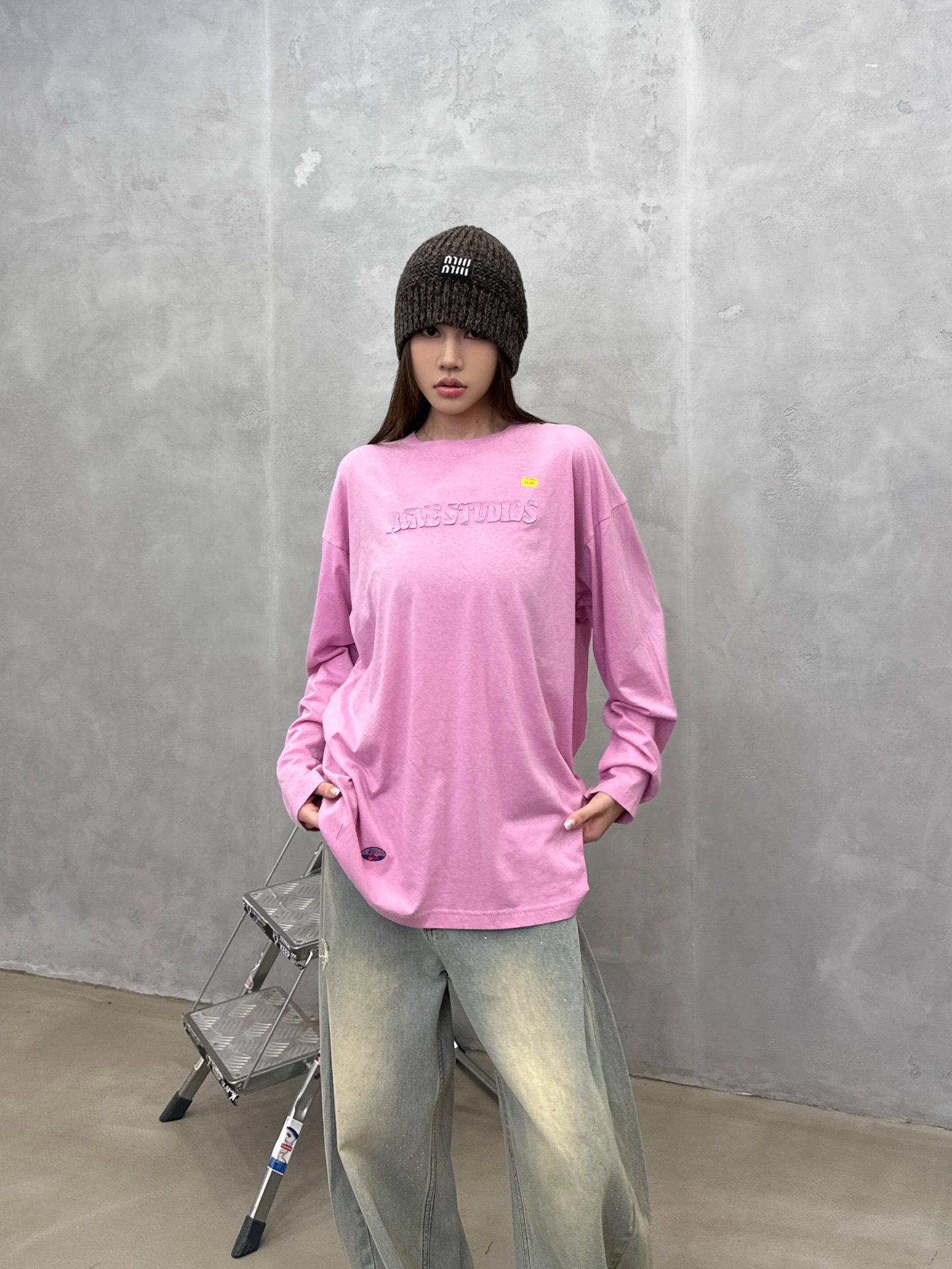 🌾Acne ｜ 新款长袖t，成衣洗水加软工艺加贴布绣印花，男女同款，尺码sml