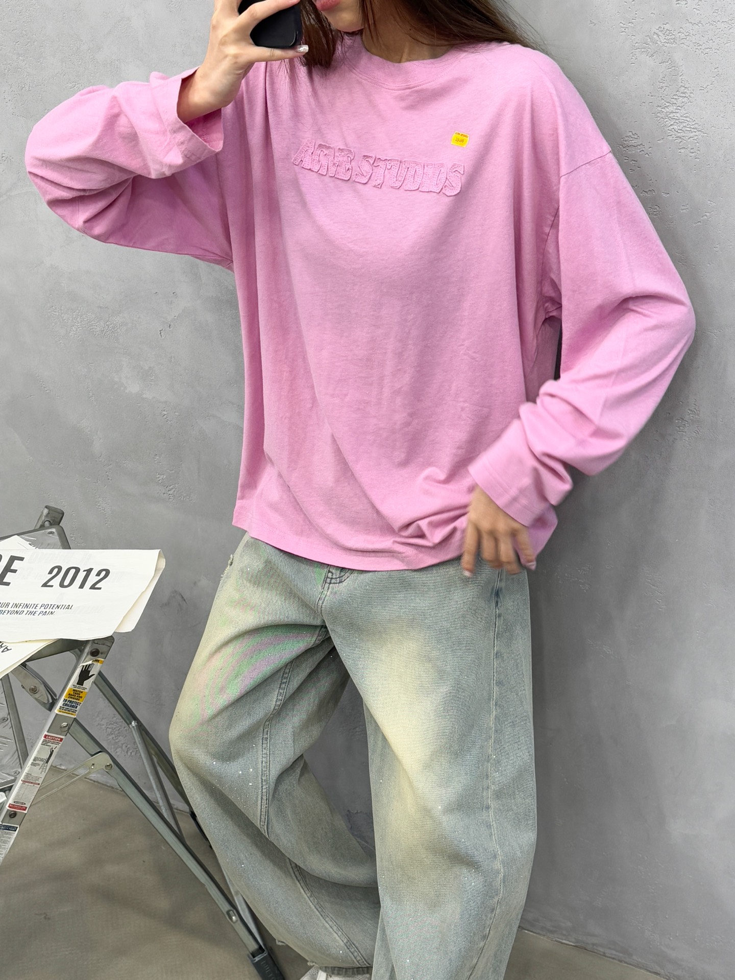 🌾Acne ｜ 新款长袖t，成衣洗水加软工艺加贴布绣印花，男女同款，尺码sml