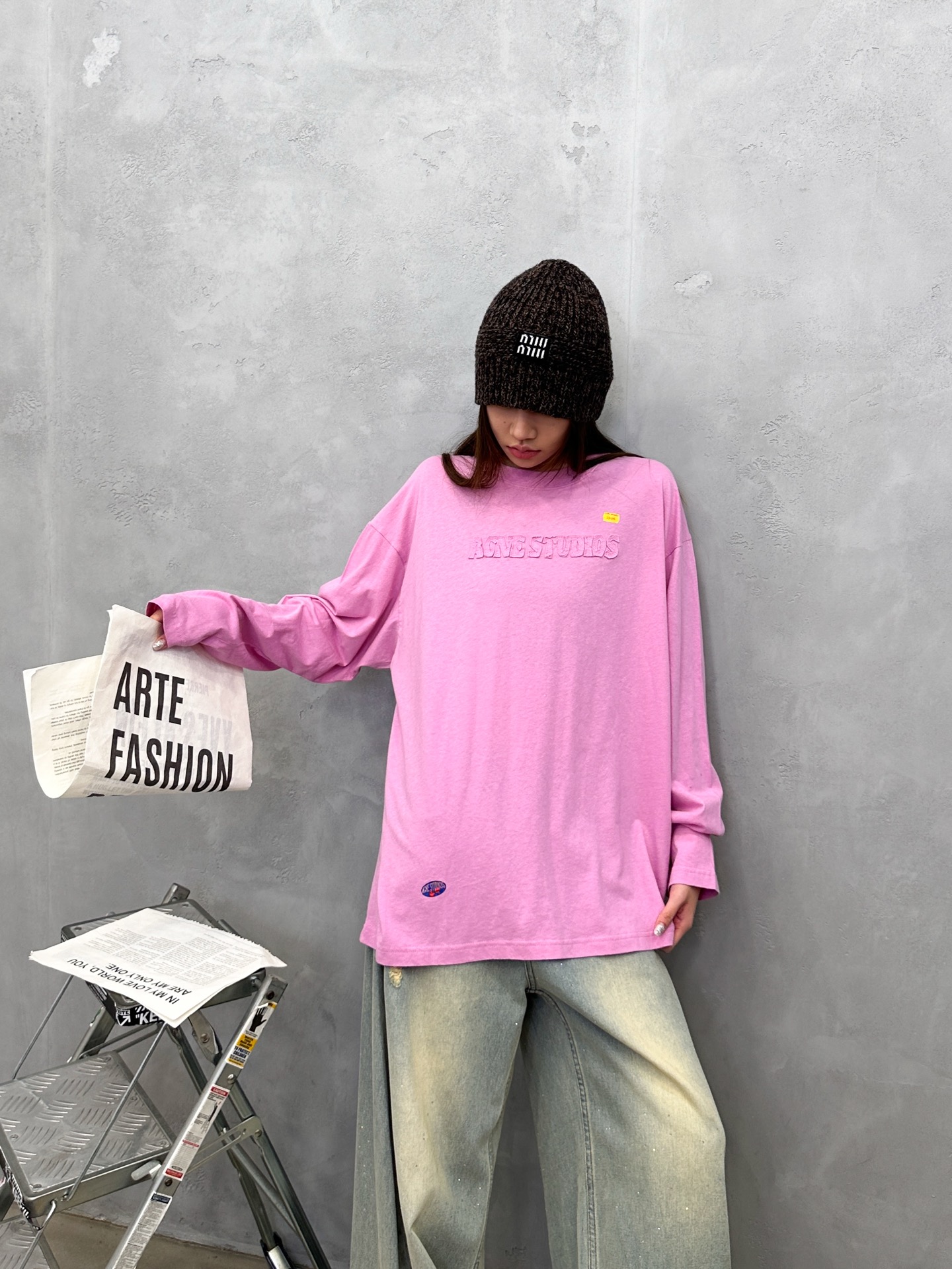 🌾Acne ｜ 新款长袖t，成衣洗水加软工艺加贴布绣印花，男女同款，尺码sml