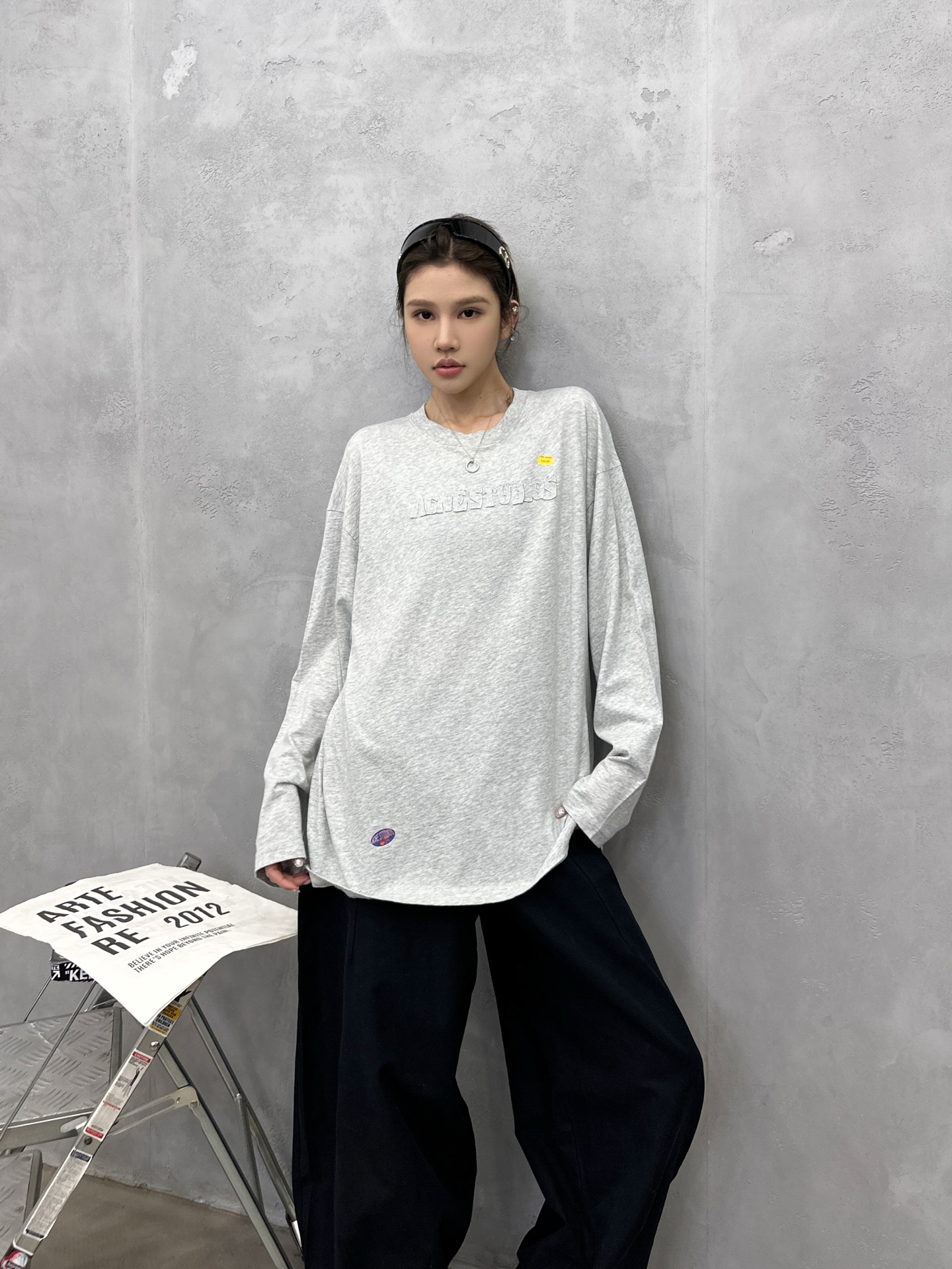 🌾Acne ｜ 新款长袖t，成衣洗水加软工艺加贴布绣印花，男女同款，尺码sml