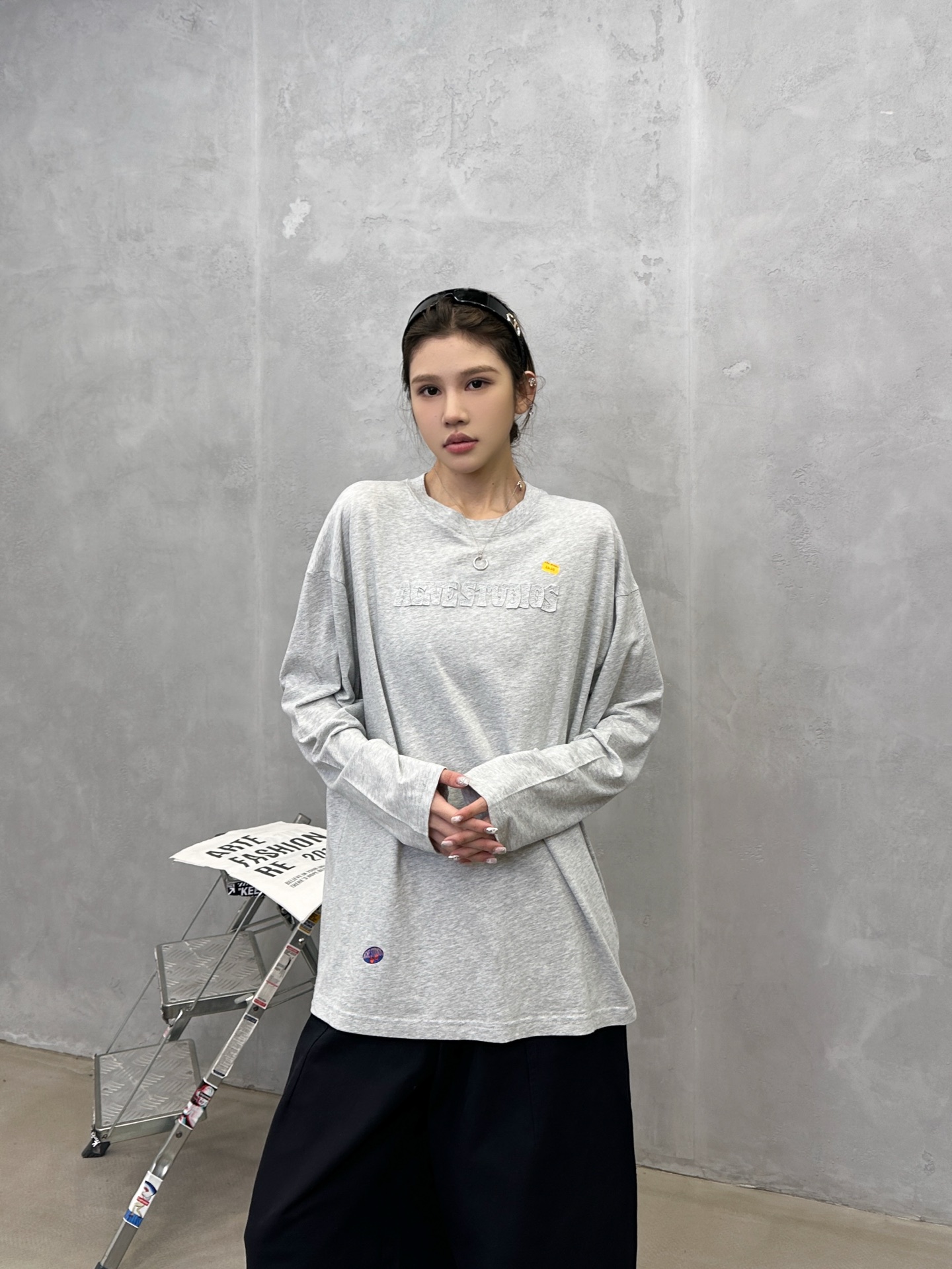 🌾Acne ｜ 新款长袖t，成衣洗水加软工艺加贴布绣印花，男女同款，尺码sml