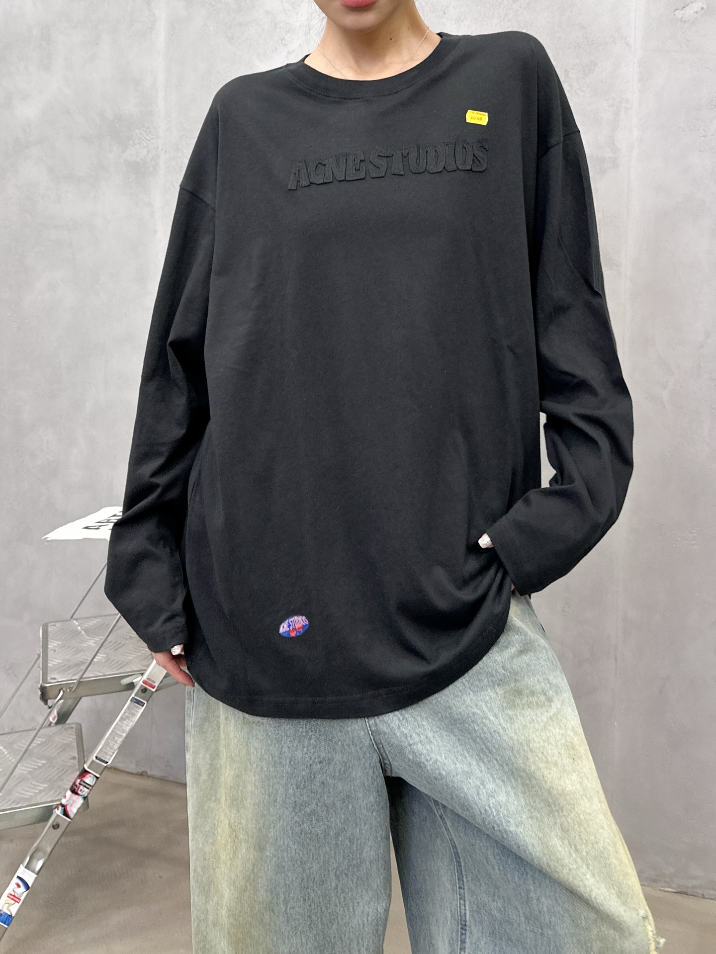 🌾Acne ｜ 新款长袖t，成衣洗水加软工艺加贴布绣印花，男女同款，尺码sml