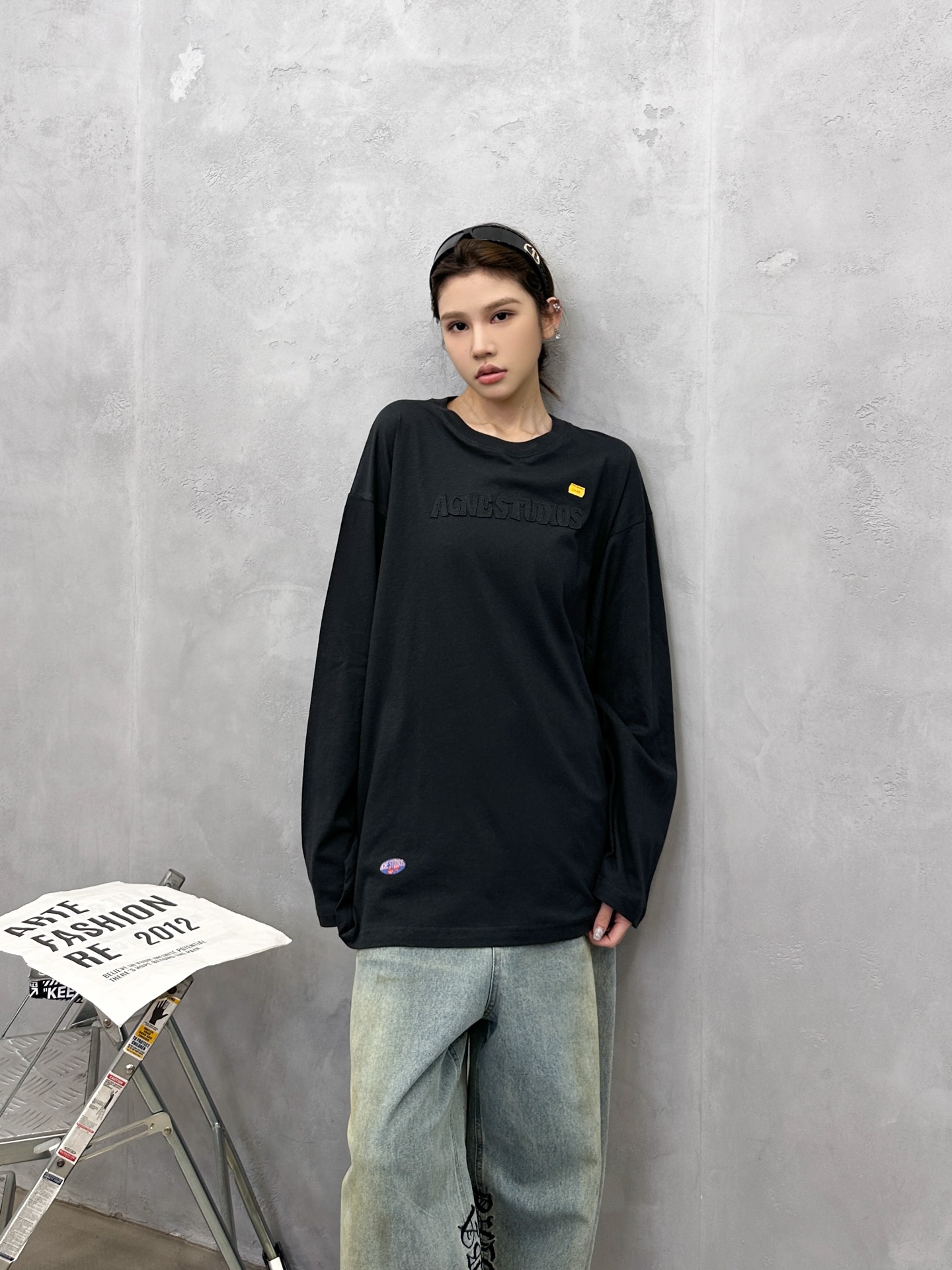 🌾Acne ｜ 新款长袖t，成衣洗水加软工艺加贴布绣印花，男女同款，尺码sml