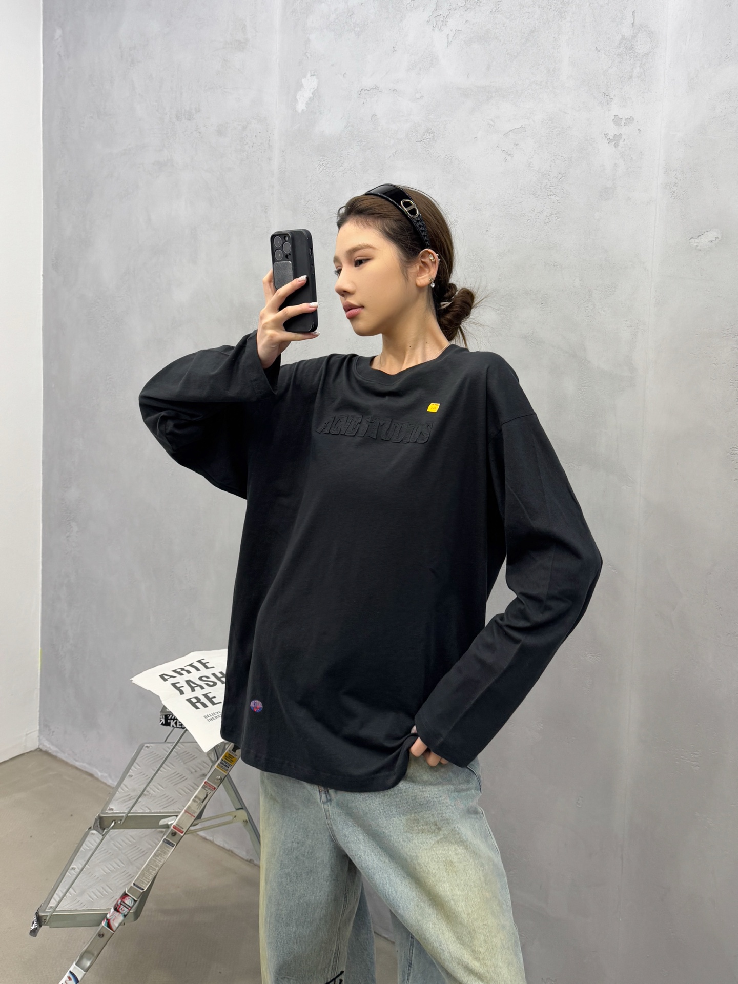 🌾Acne ｜ 新款长袖t，成衣洗水加软工艺加贴布绣印花，男女同款，尺码sml